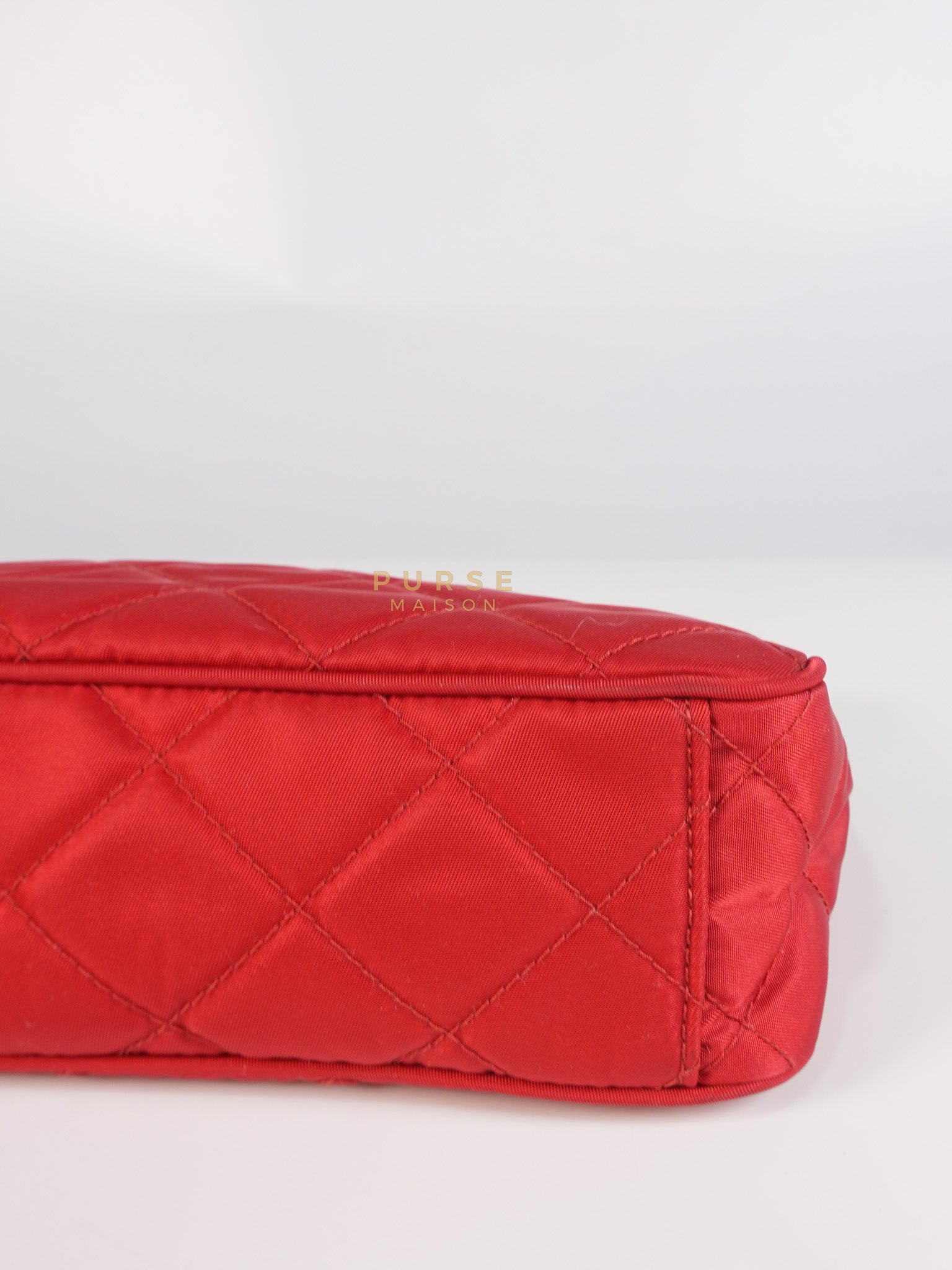 Baguette in Red Nylon Tessuto Impunto Two Way Bag | Purse Maison Luxury Bags Shop
