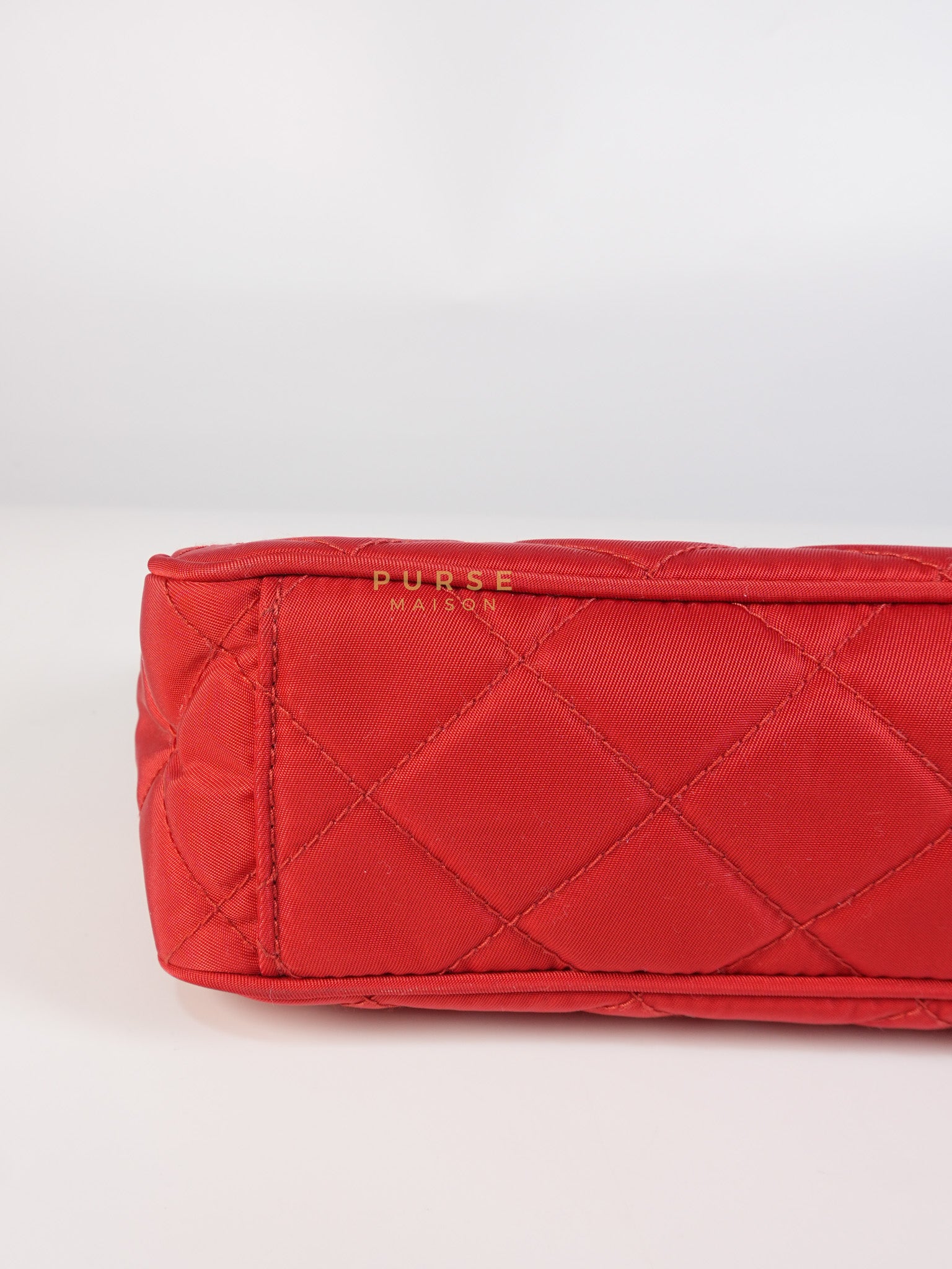 Baguette in Red Nylon Tessuto Impunto Two Way Bag | Purse Maison Luxury Bags Shop