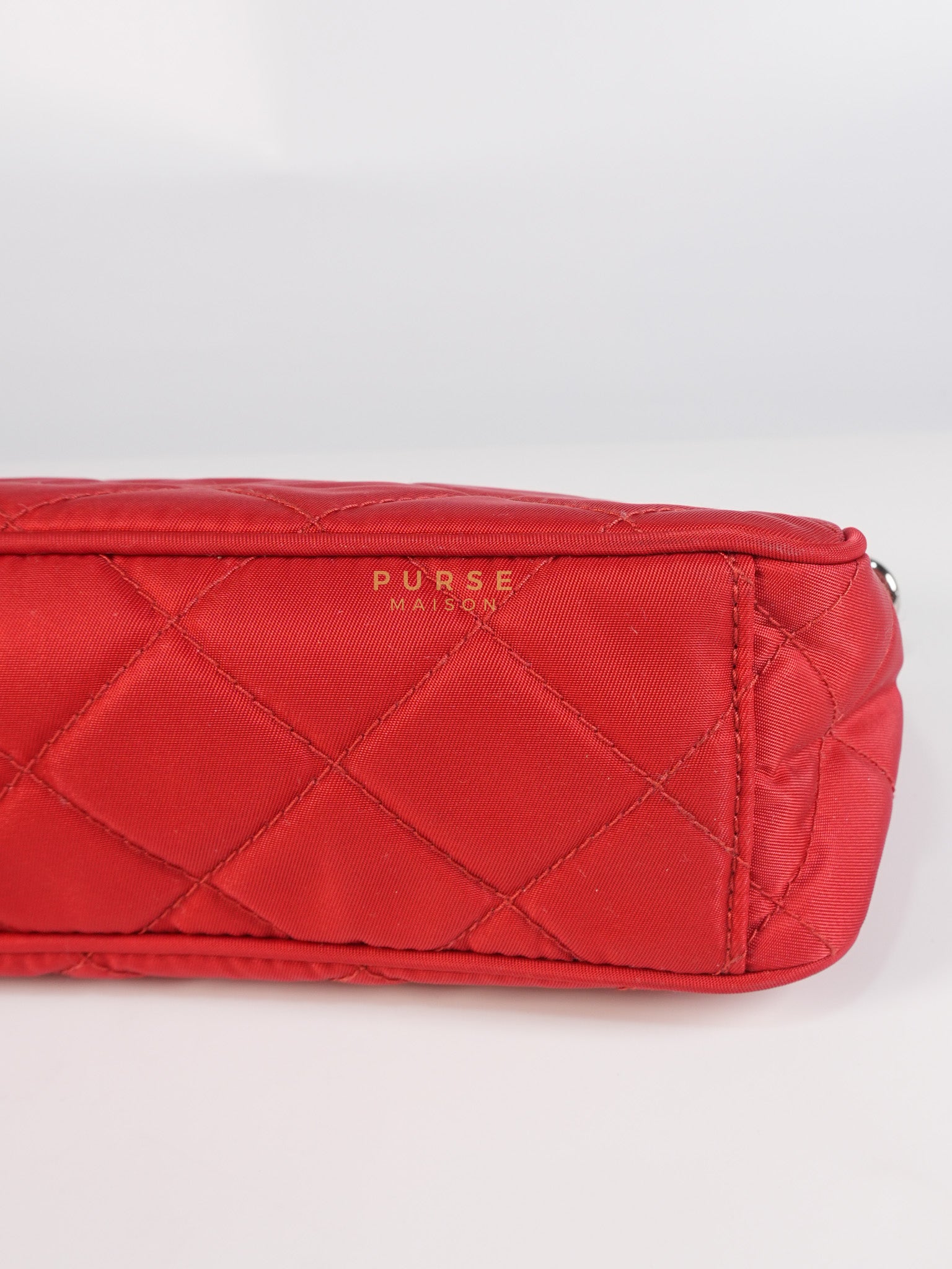 Baguette in Red Nylon Tessuto Impunto Two Way Bag | Purse Maison Luxury Bags Shop