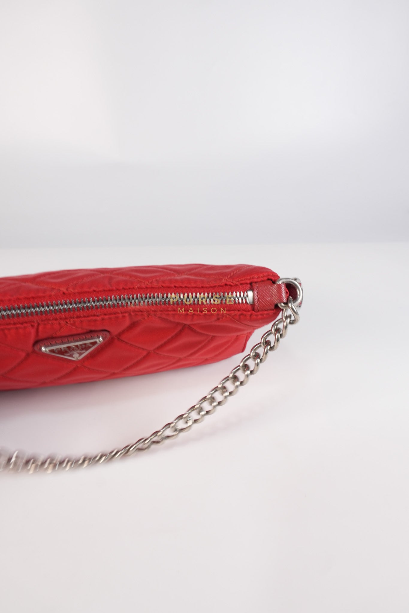 Baguette in Red Nylon Tessuto Impunto Two Way Bag | Purse Maison Luxury Bags Shop