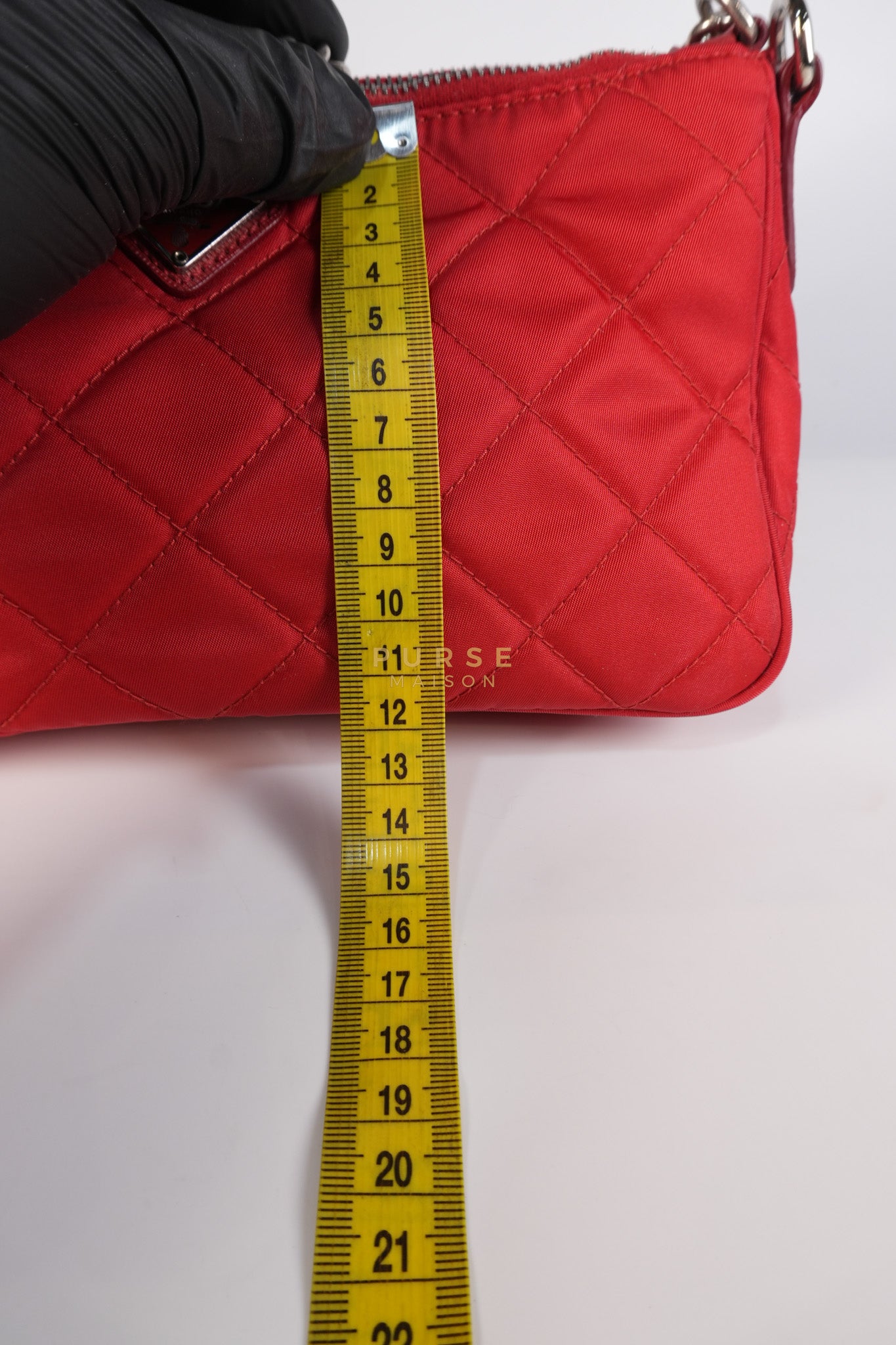 Baguette in Red Nylon Tessuto Impunto Two Way Bag | Purse Maison Luxury Bags Shop