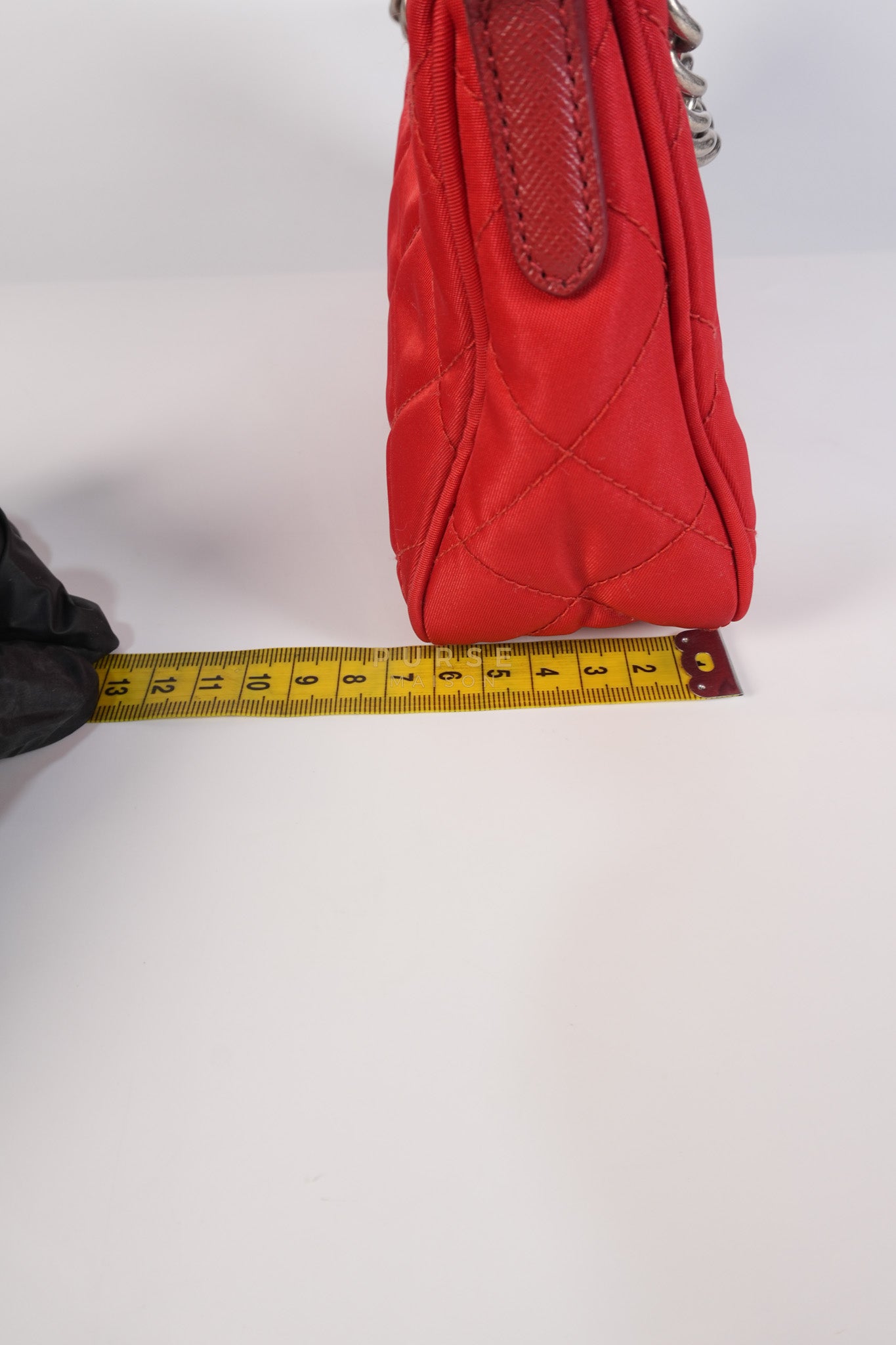 Baguette in Red Nylon Tessuto Impunto Two Way Bag | Purse Maison Luxury Bags Shop