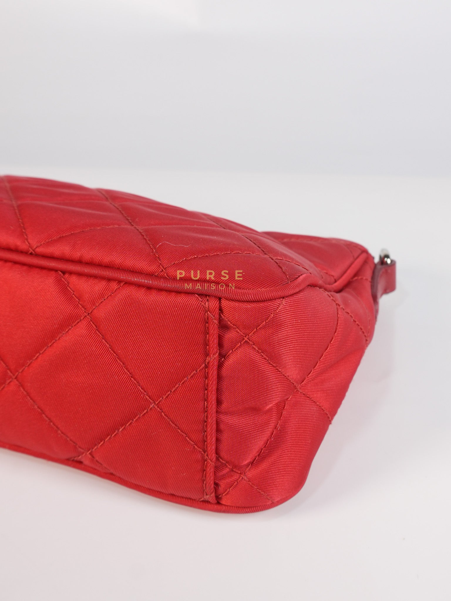 Baguette in Red Nylon Tessuto Impunto Two Way Bag | Purse Maison Luxury Bags Shop