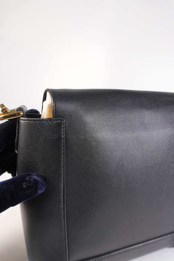 Baguette Maxi Nappa Wide Stitch Black Shoulder Bag | Purse Maison Luxury Bags Shop