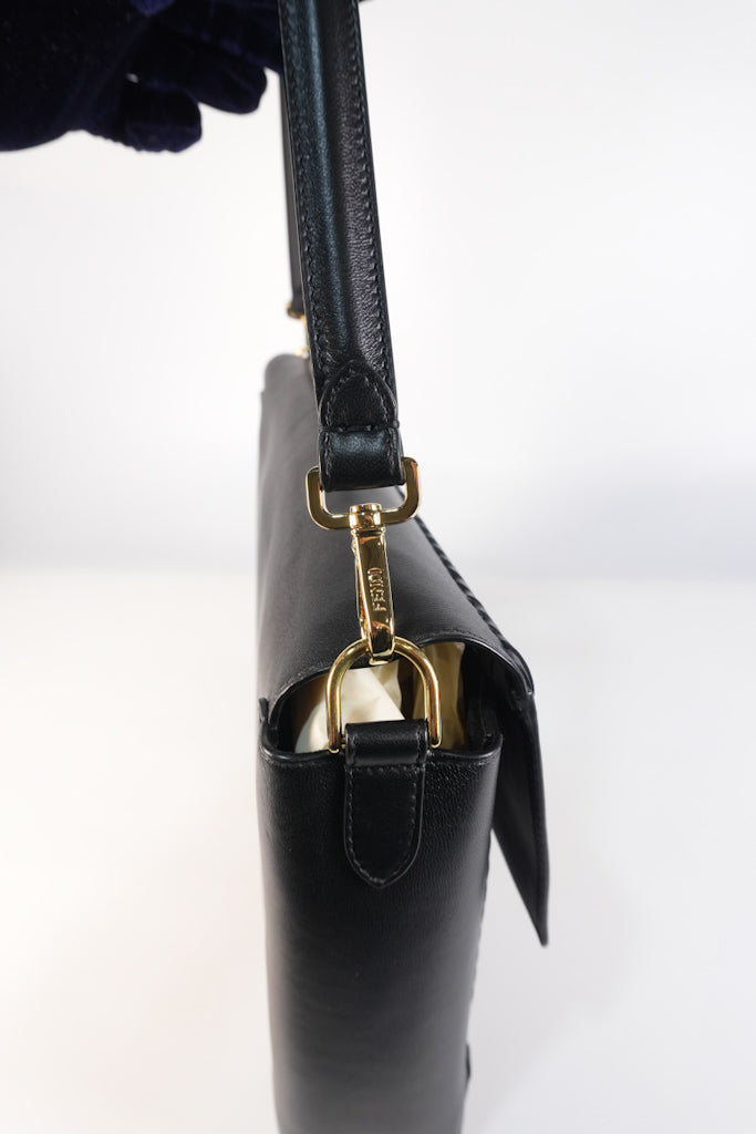 Baguette Maxi Nappa Wide Stitch Black Shoulder Bag | Purse Maison Luxury Bags Shop