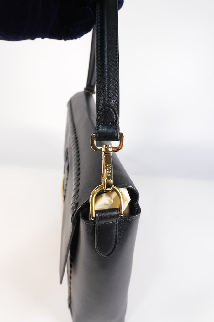 Baguette Maxi Nappa Wide Stitch Black Shoulder Bag | Purse Maison Luxury Bags Shop
