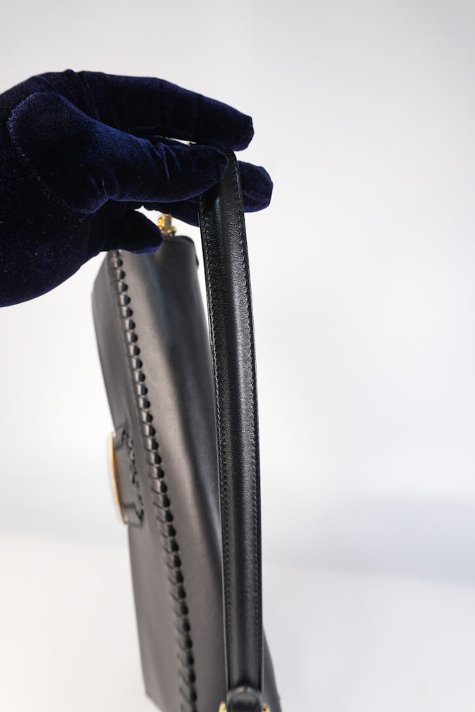 Baguette Maxi Nappa Wide Stitch Black Shoulder Bag | Purse Maison Luxury Bags Shop