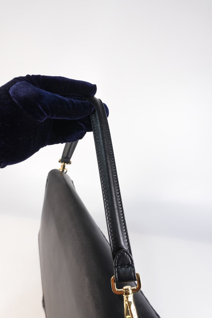 Baguette Maxi Nappa Wide Stitch Black Shoulder Bag | Purse Maison Luxury Bags Shop