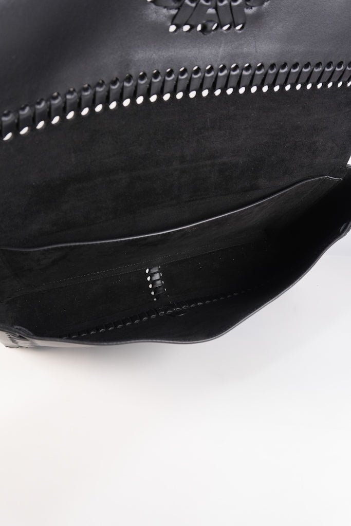 Baguette Maxi Nappa Wide Stitch Black Shoulder Bag | Purse Maison Luxury Bags Shop