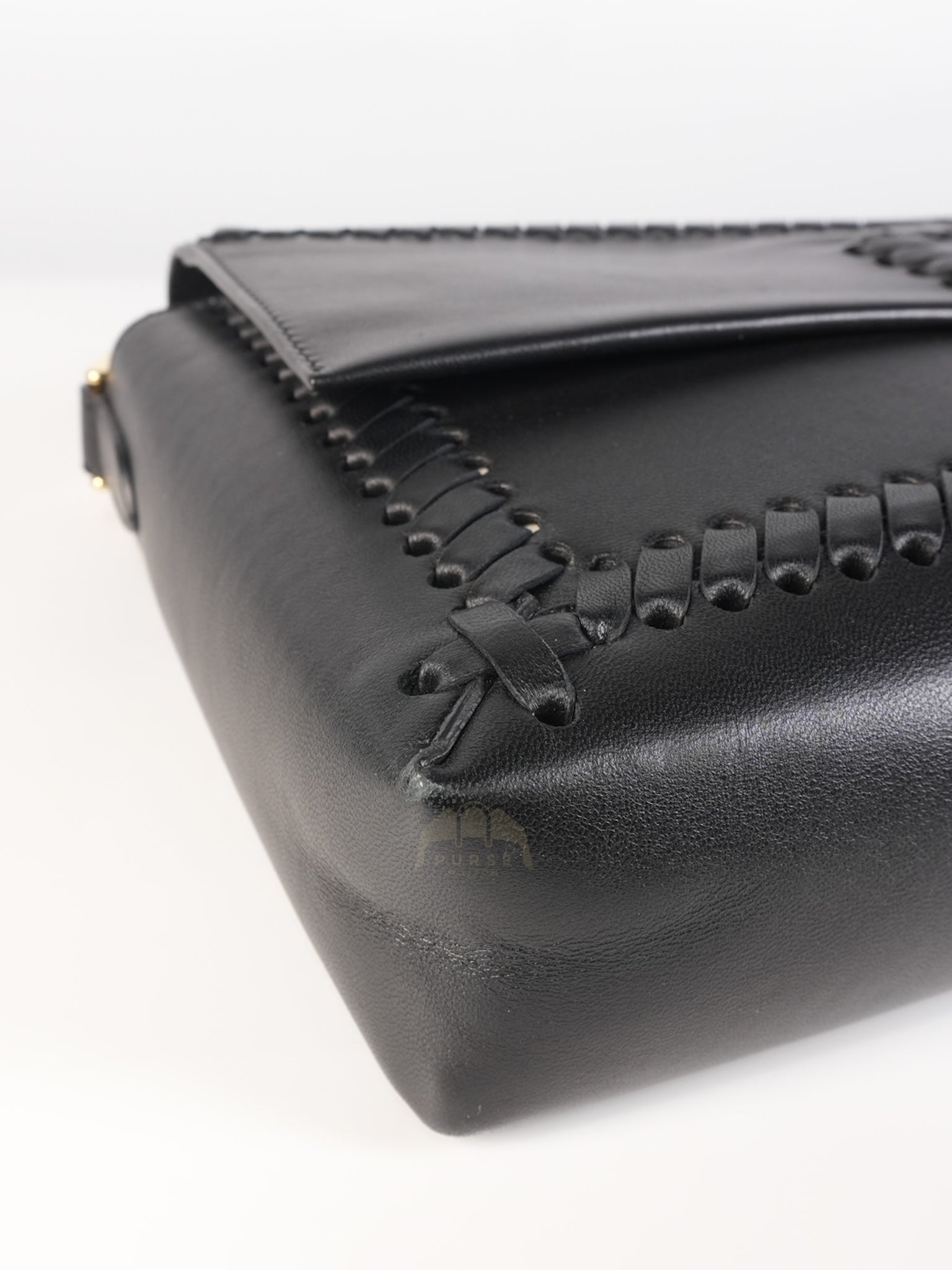 Baguette Maxi Nappa Wide Stitch Black Shoulder Bag | Purse Maison Luxury Bags Shop