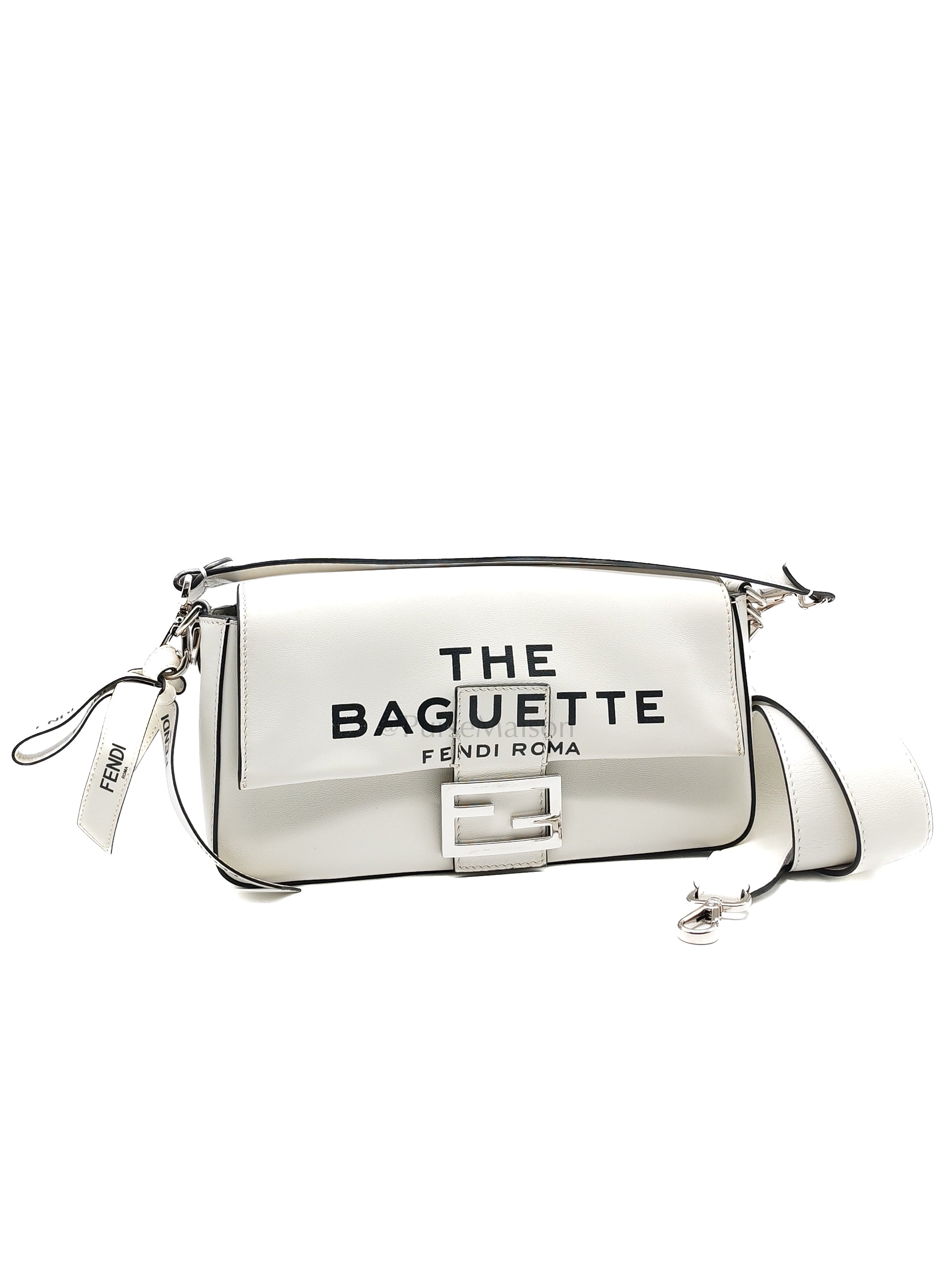 Baguette Vitello Nappa Leather in White Shoulder Bag | Purse Maison Luxury Bags Shop