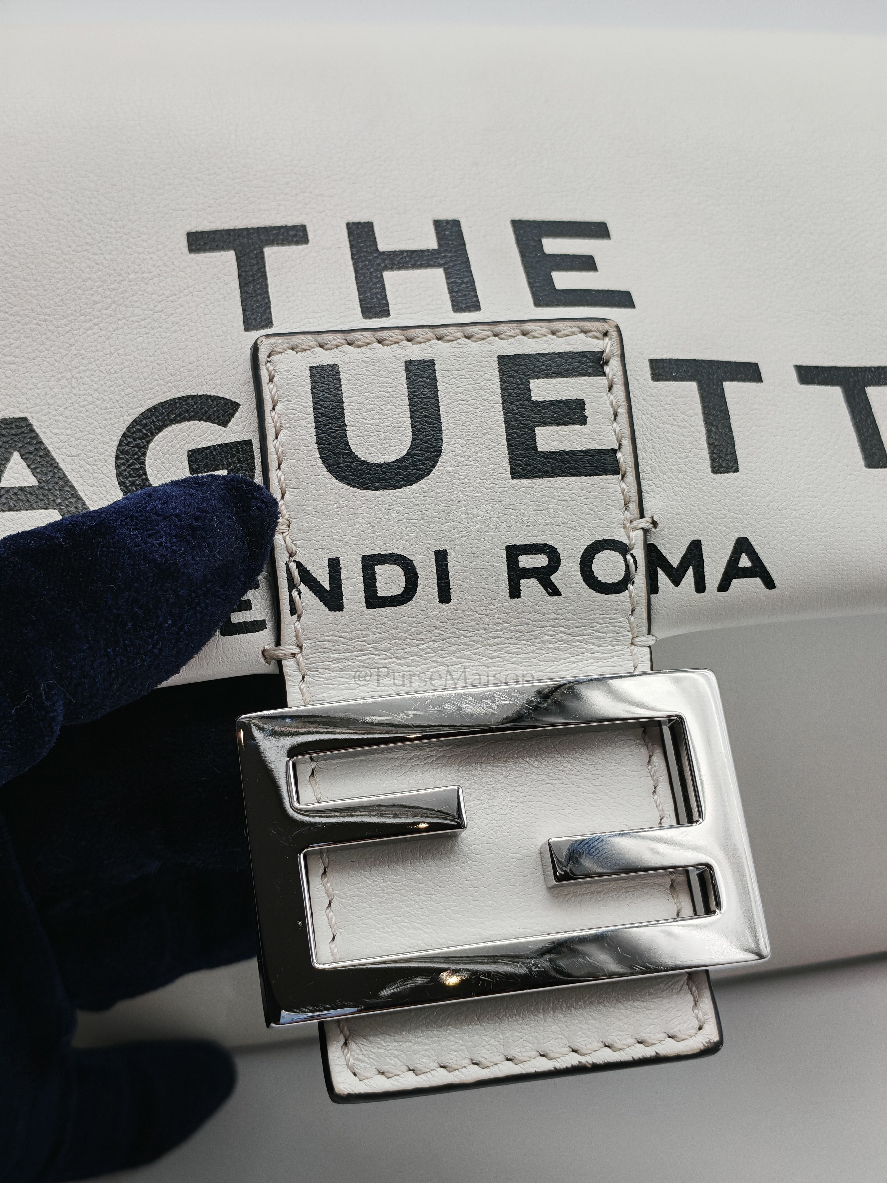 Baguette Vitello Nappa Leather in White Shoulder Bag | Purse Maison Luxury Bags Shop