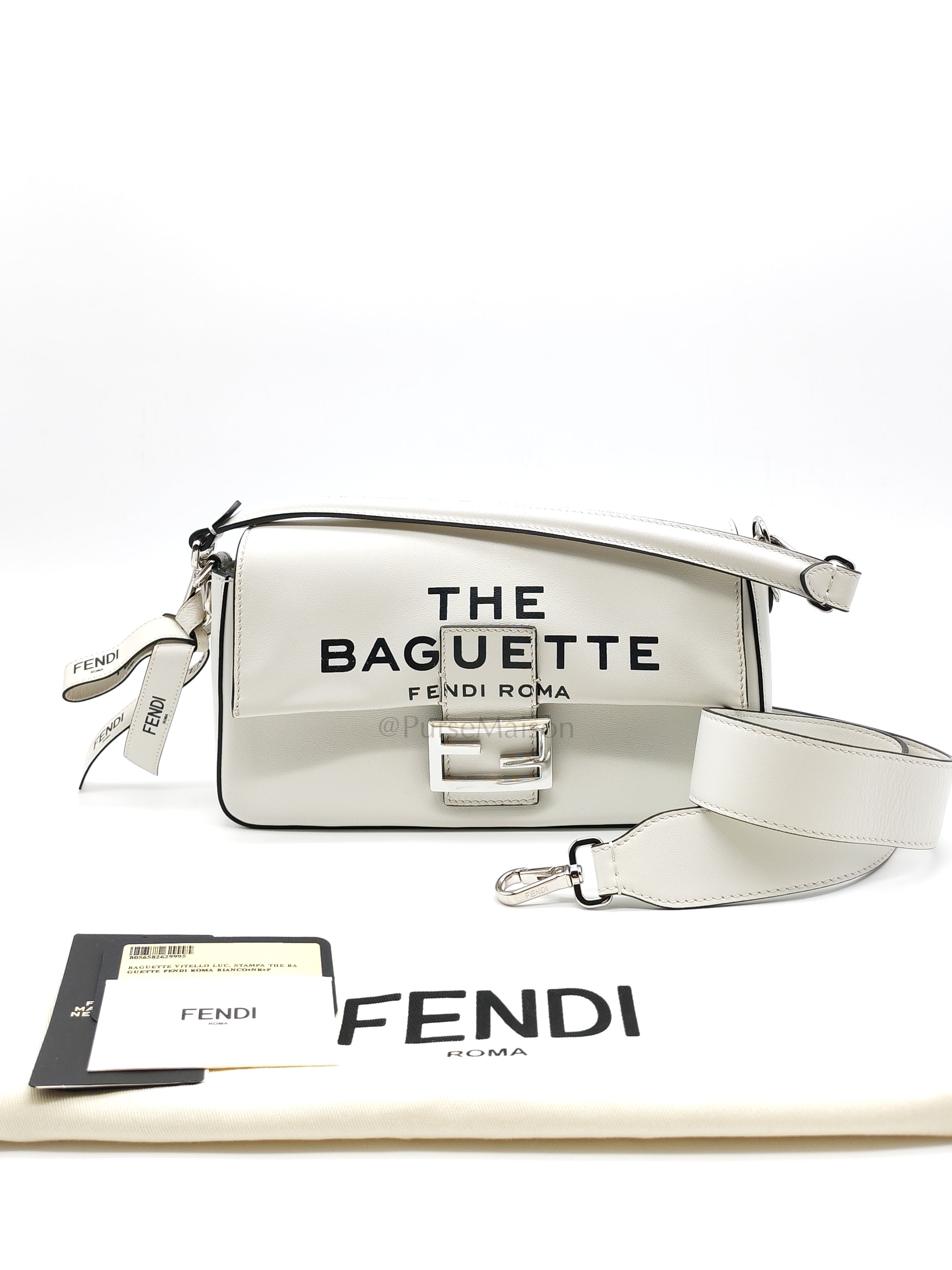 Baguette Vitello Nappa Leather in White Shoulder Bag | Purse Maison Luxury Bags Shop