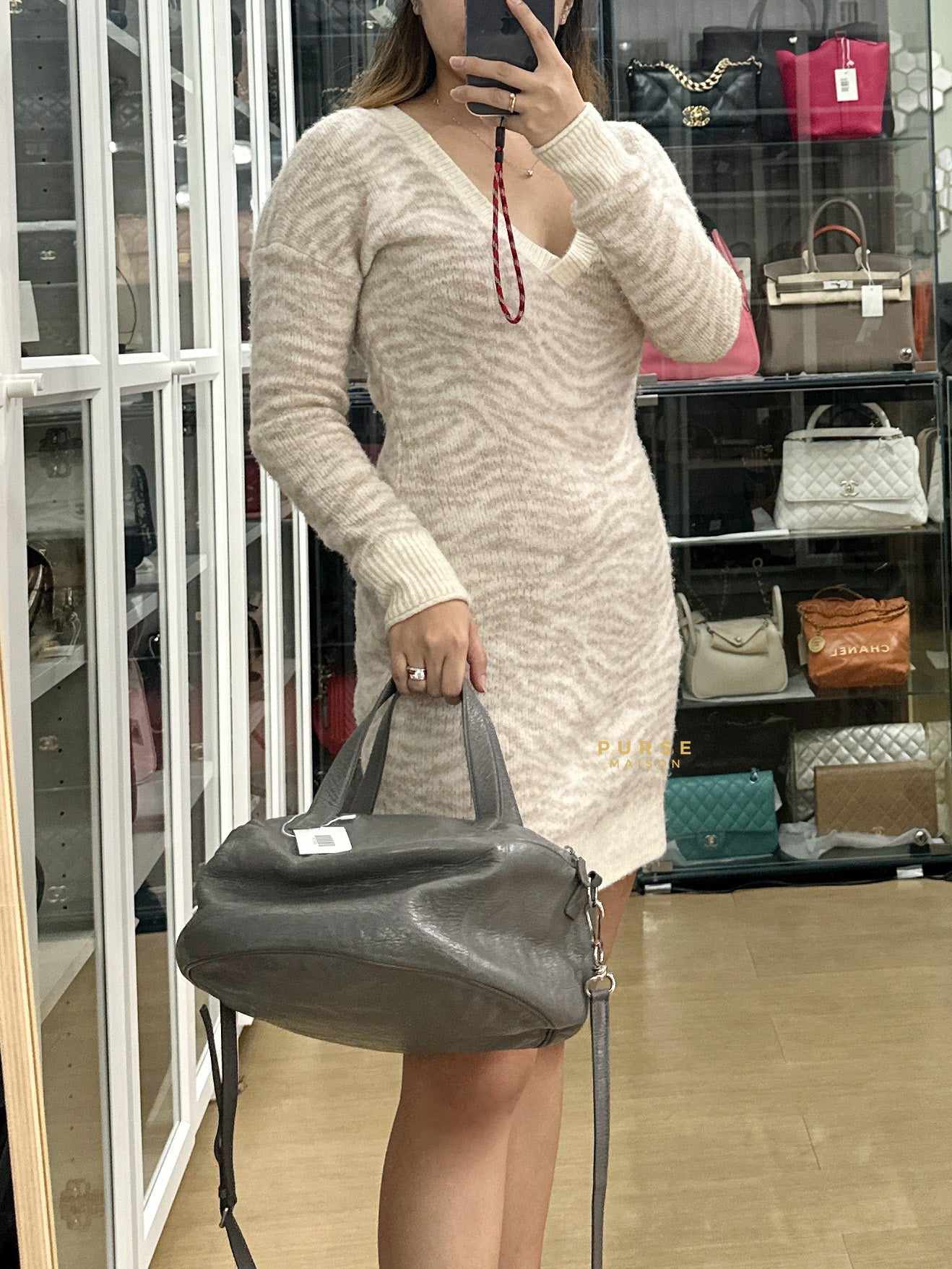 Balenciaga Air Hobo Grey Leather Bag