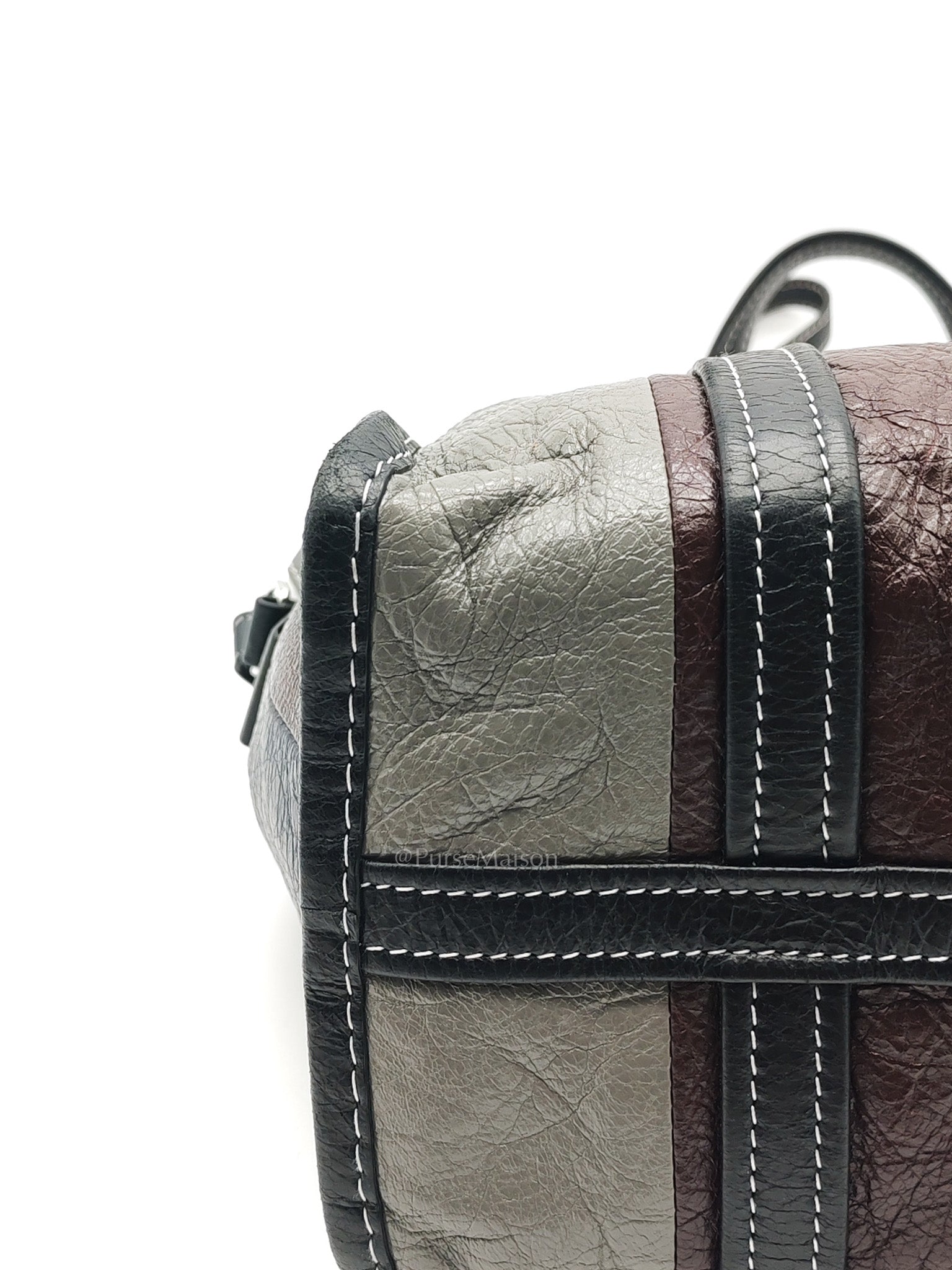 Bazar Shopper Satchel in Multicolor Striped Lambskin Leather and Silver Hardware | Purse Maison Luxury Bags Shop