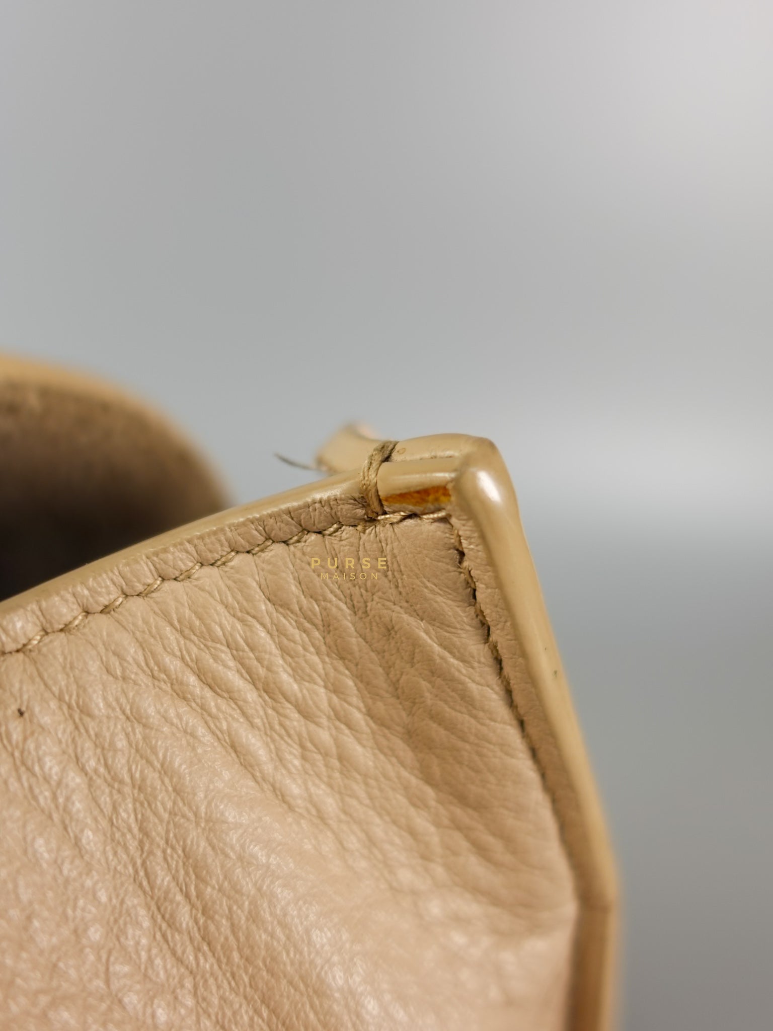 Beige Leather Papier Small Zip Around Tote | Purse Maison Luxury Bags Shop