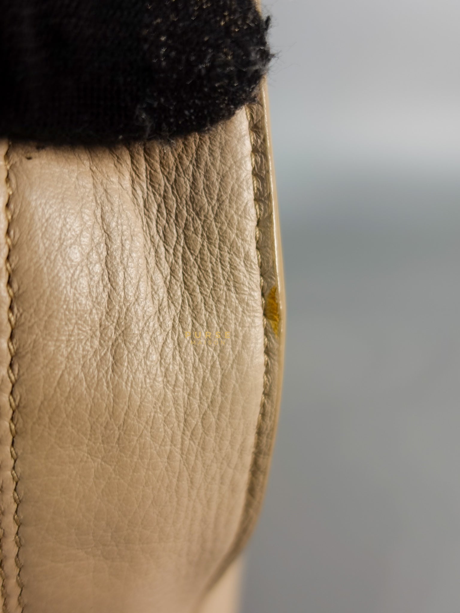 Beige Leather Papier Small Zip Around Tote | Purse Maison Luxury Bags Shop