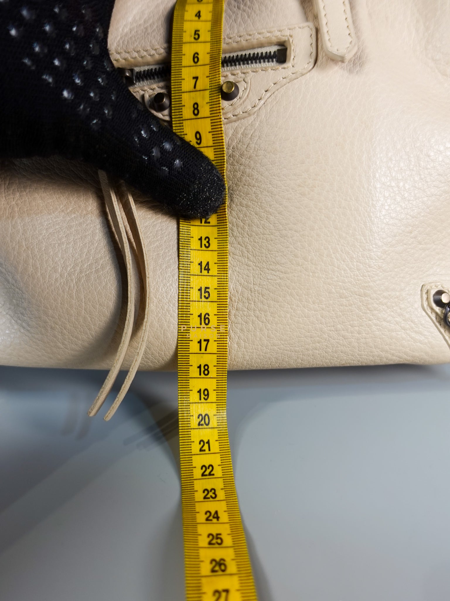 Beige Leather Papier Small Zip Around Tote | Purse Maison Luxury Bags Shop