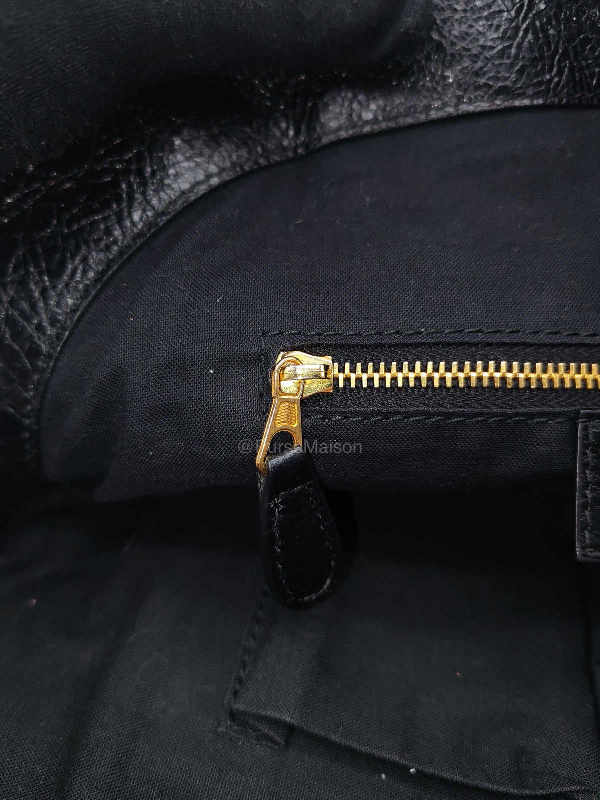 Balenciaga Bowler Bag in Black Crinkled Lambskin Leather and Gold Hardware | Purse Maison Luxury Bags Shop