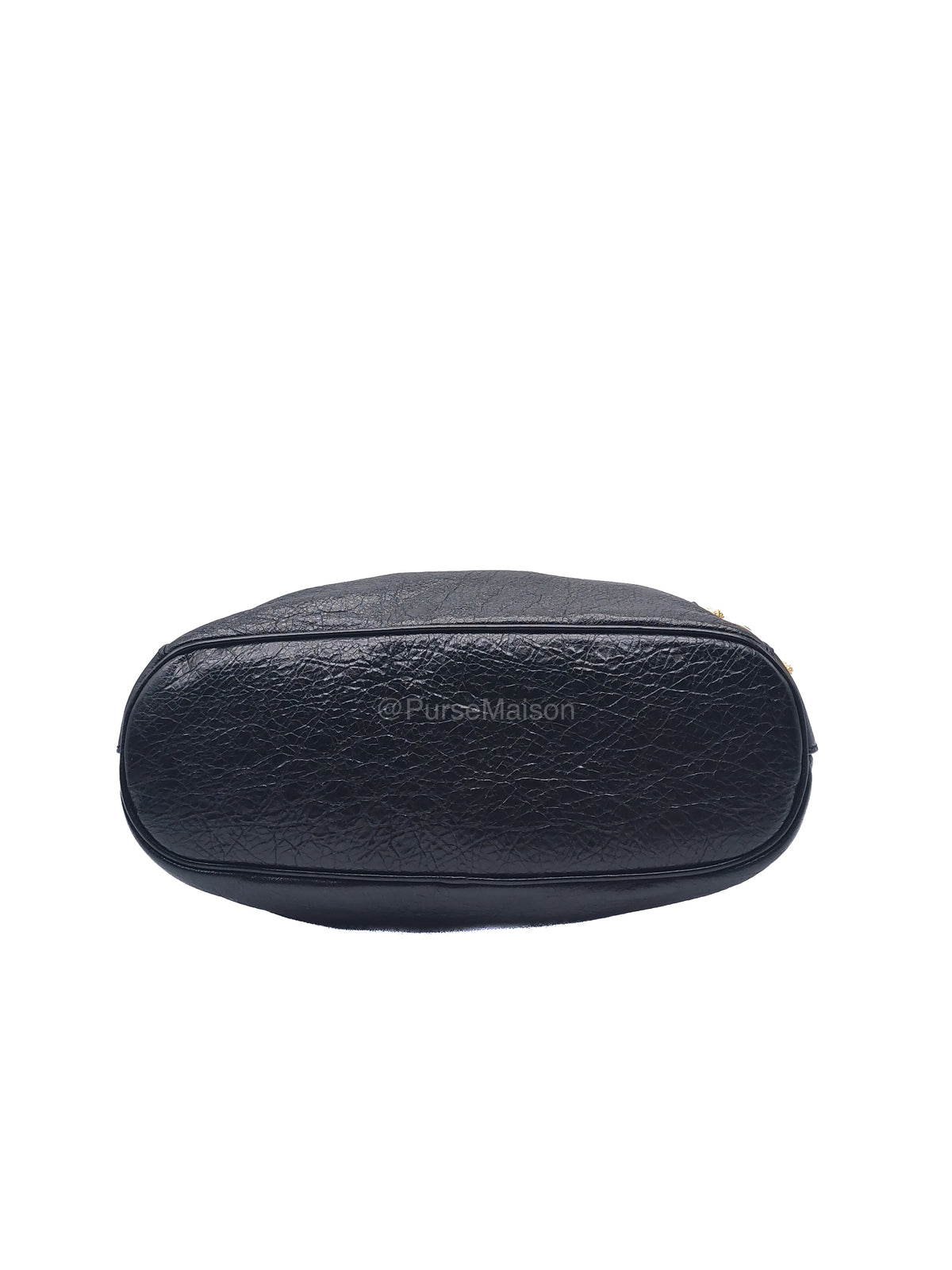 Balenciaga Bowler Bag in Black Crinkled Lambskin Leather and Gold Hardware | Purse Maison Luxury Bags Shop