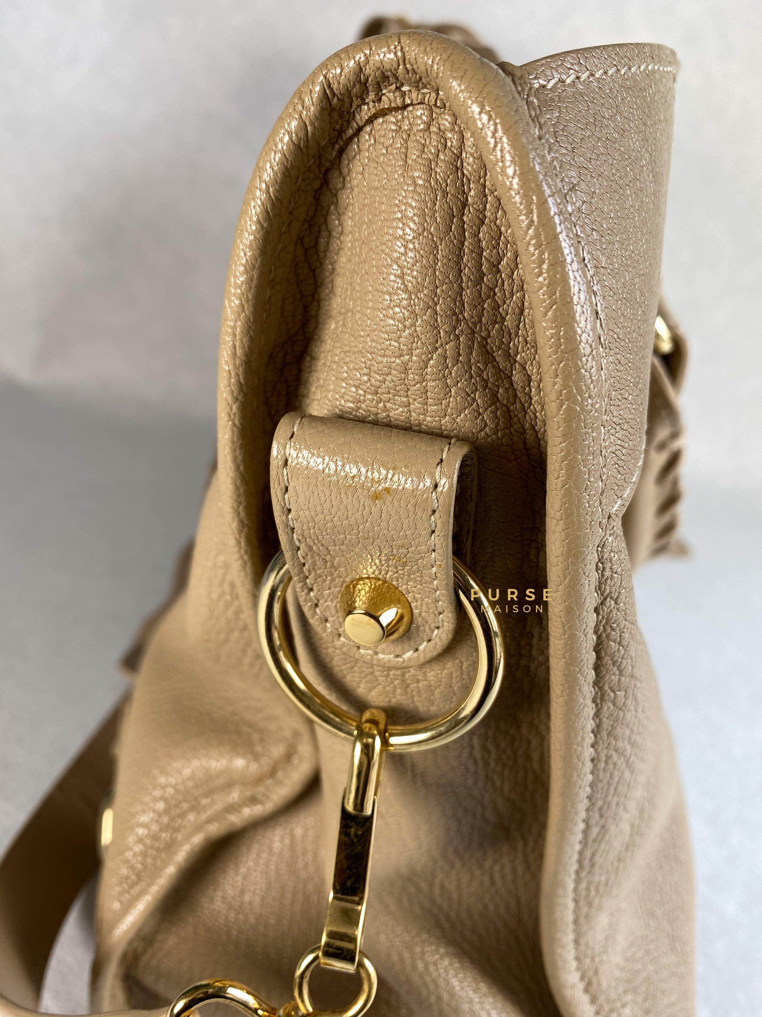 Balenciaga City Metallic Edge Beige in Gold Hardware (Medium) | Purse Maison Luxury Bags Shop
