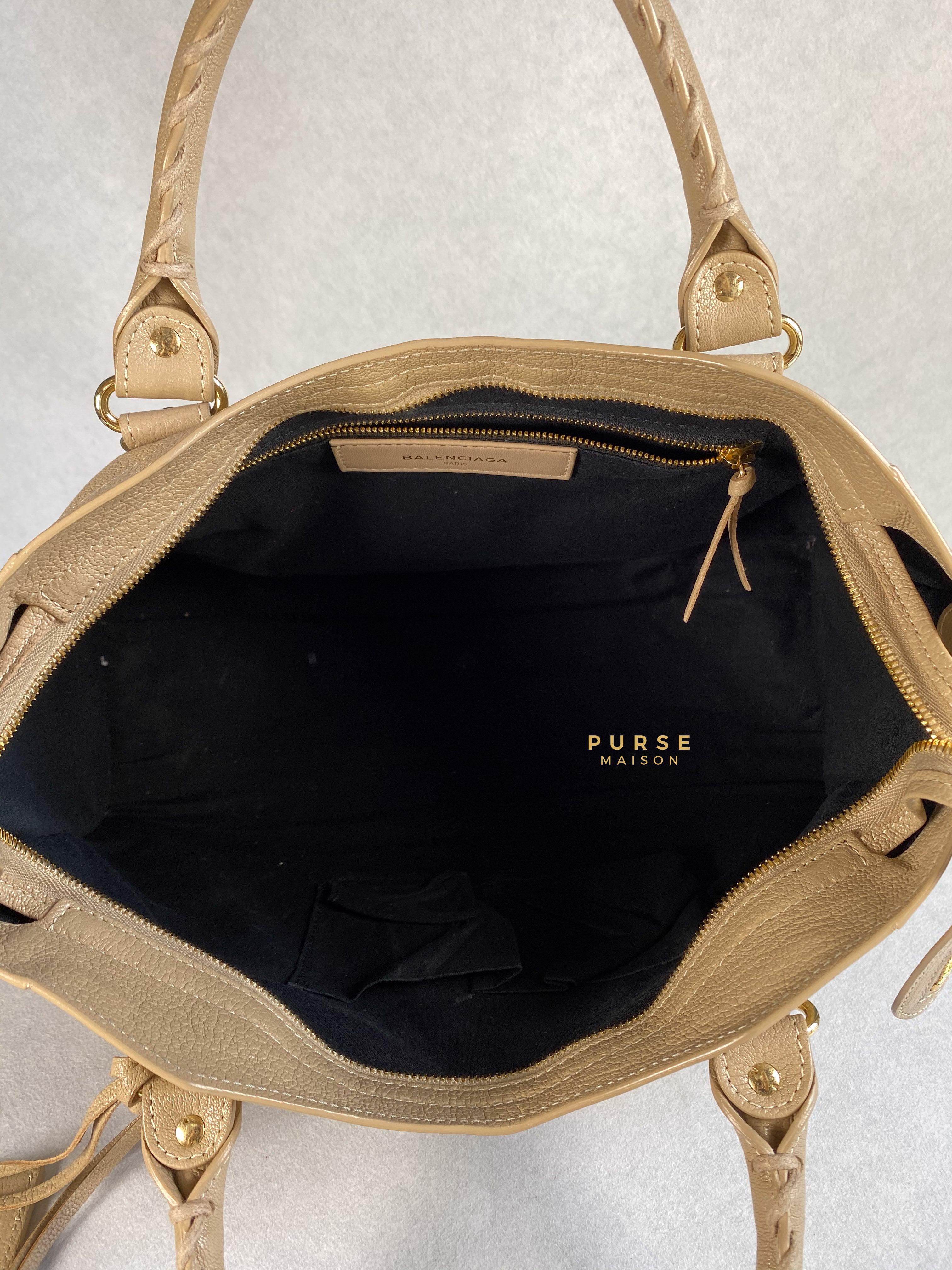 Balenciaga City Metallic Edge Beige in Gold Hardware (Medium) | Purse Maison Luxury Bags Shop