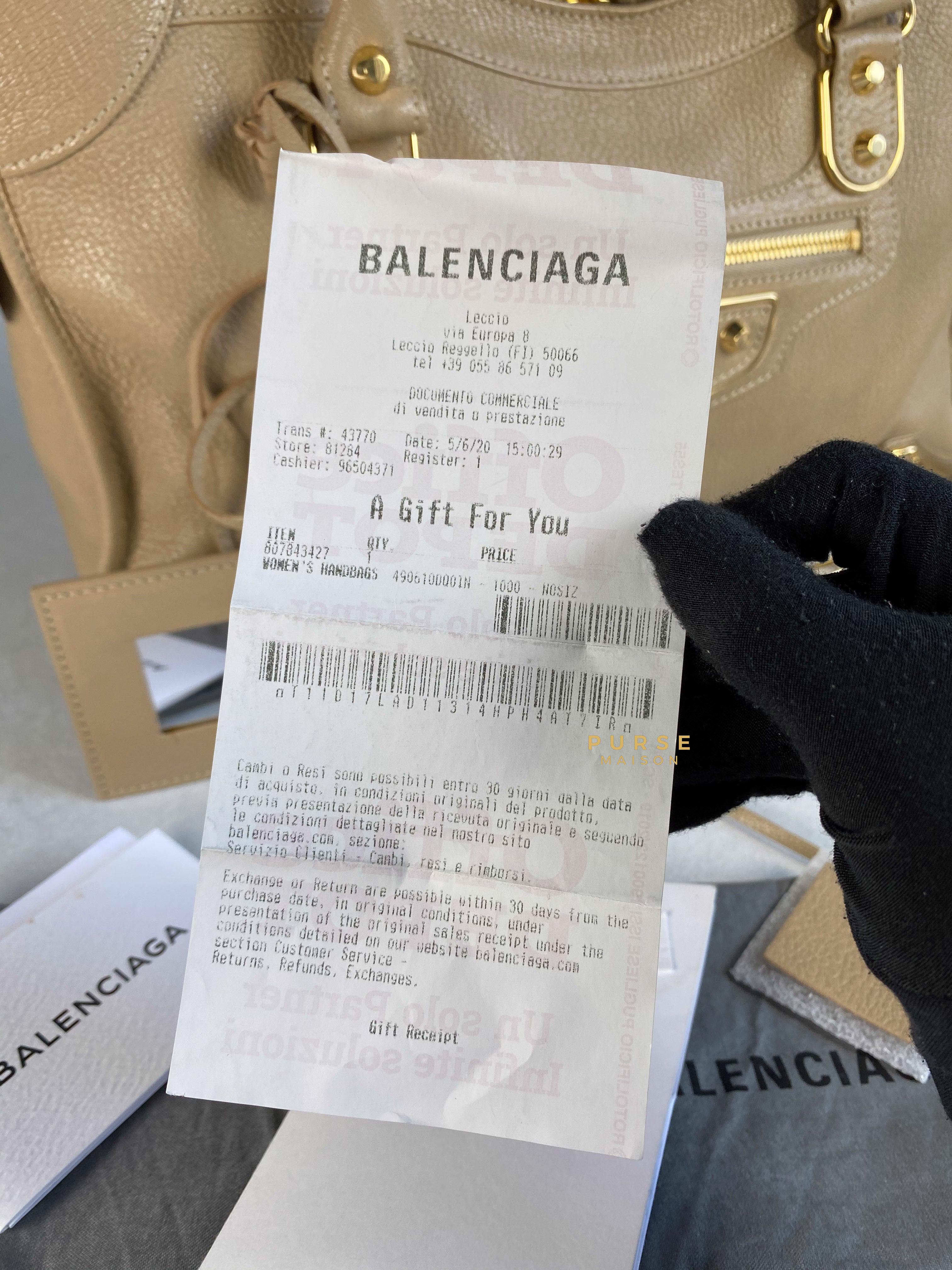 Balenciaga City Metallic Edge Beige in Gold Hardware (Medium) | Purse Maison Luxury Bags Shop