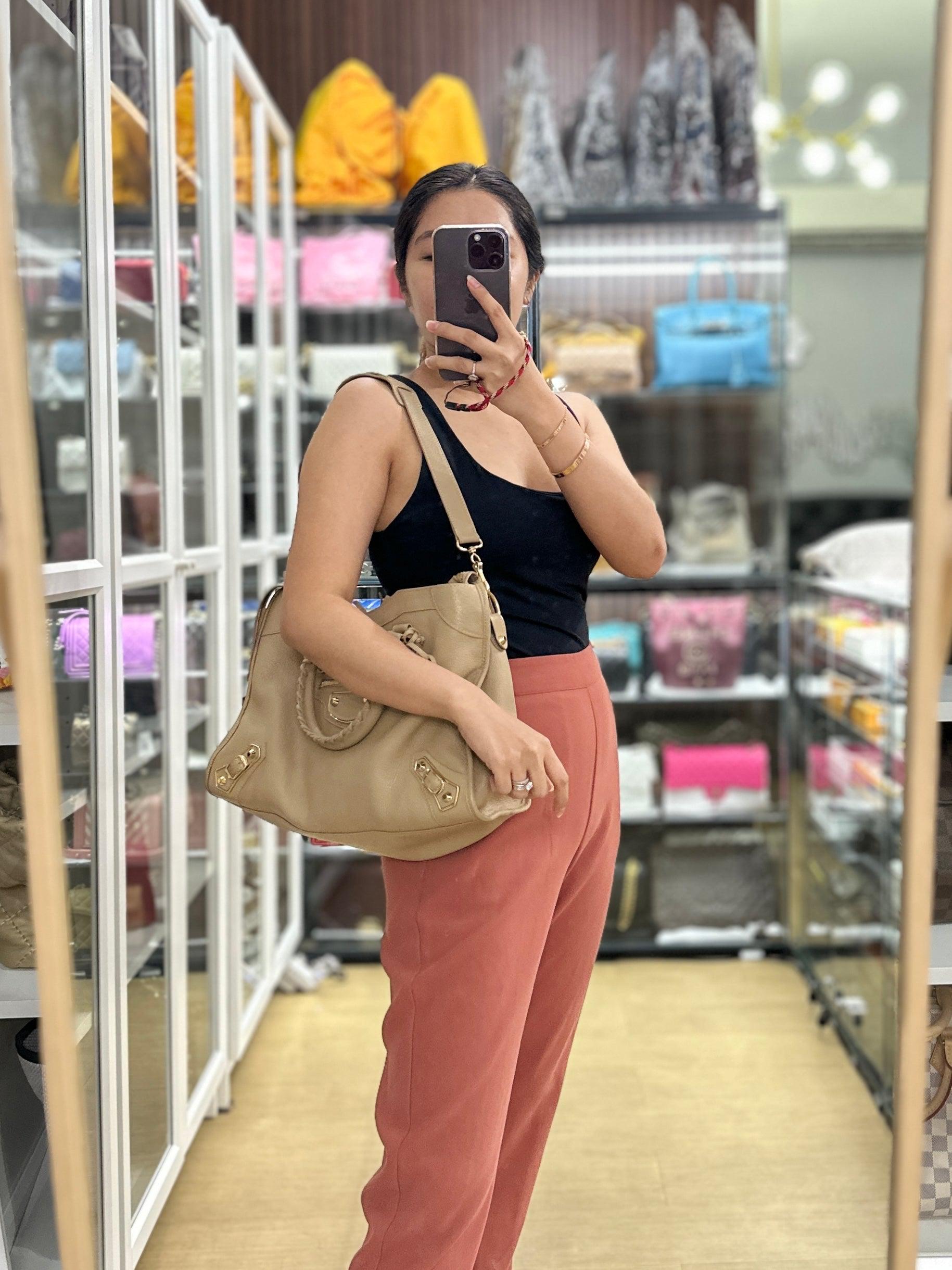 Balenciaga City Metallic Edge Beige in Gold Hardware (Medium) | Purse Maison Luxury Bags Shop
