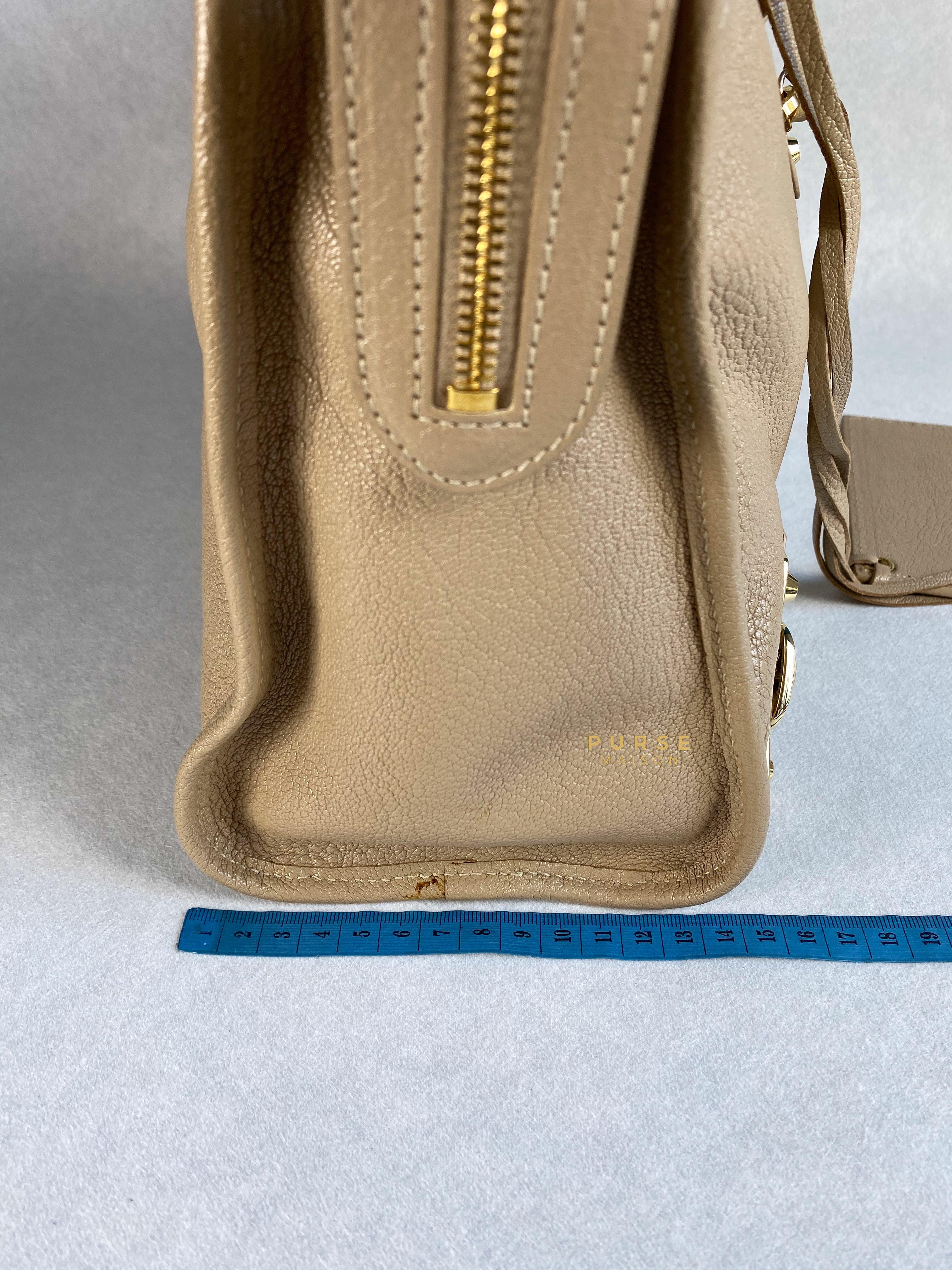 Balenciaga City Metallic Edge Beige in Gold Hardware (Medium) | Purse Maison Luxury Bags Shop