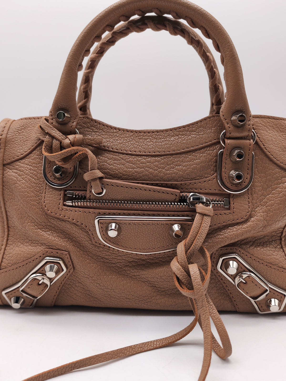 Balenciaga Classic Metallic Edge City Bag in Camel And Silver Hardware | Purse Maison Luxury Bags Shop