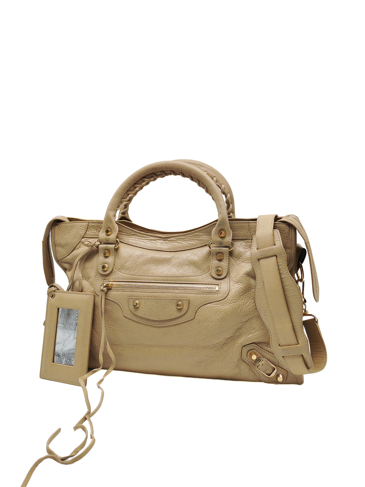 Balenciaga Giant 12 City Bag in Beige Distressed Lambskin Leather and Gold Hardware | Purse Maison Luxury Bags Shop