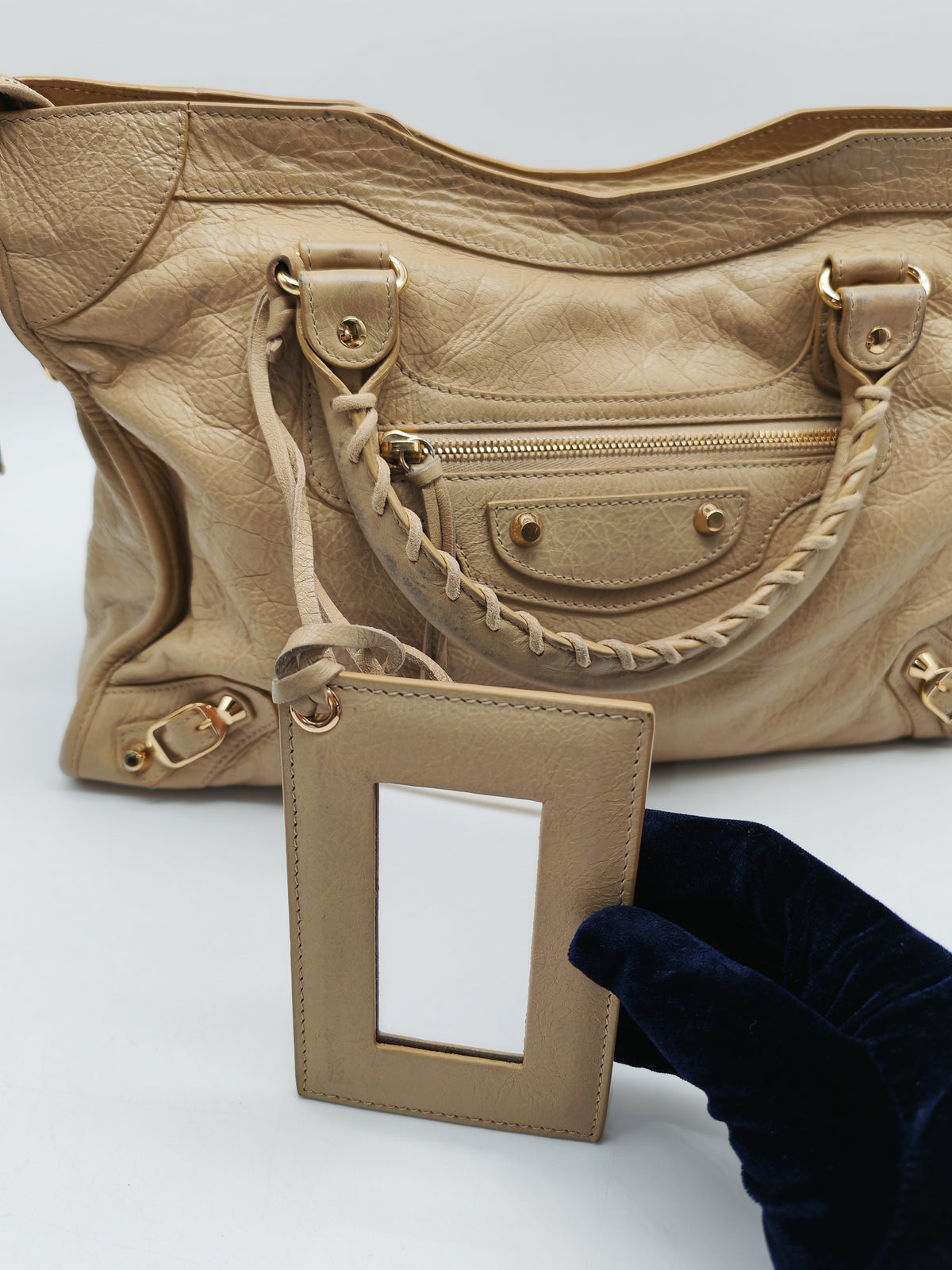 Balenciaga Giant 12 City Bag in Beige Distressed Lambskin Leather and Gold Hardware | Purse Maison Luxury Bags Shop