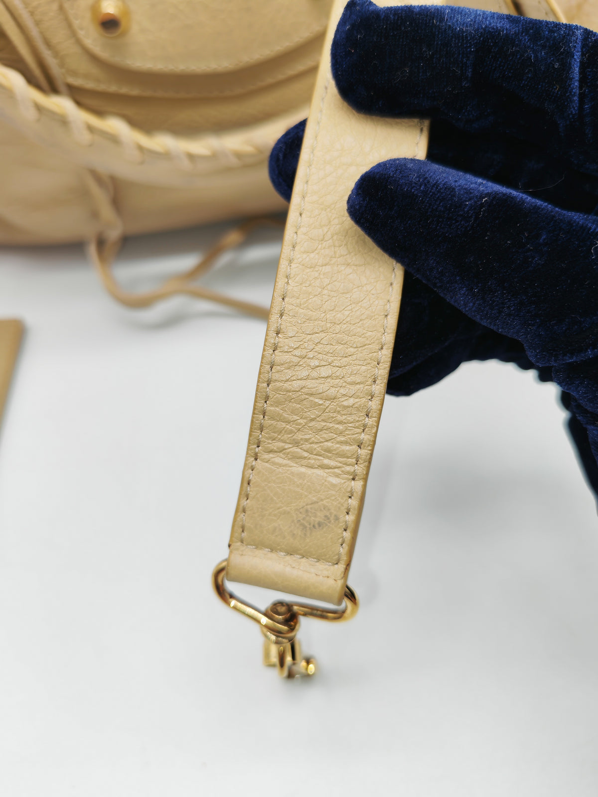 Balenciaga Giant 12 City Bag in Beige Distressed Lambskin Leather and Gold Hardware | Purse Maison Luxury Bags Shop
