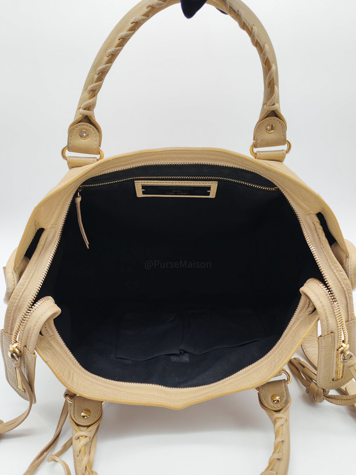 Balenciaga Giant 12 City Bag in Beige Distressed Lambskin Leather and Gold Hardware | Purse Maison Luxury Bags Shop