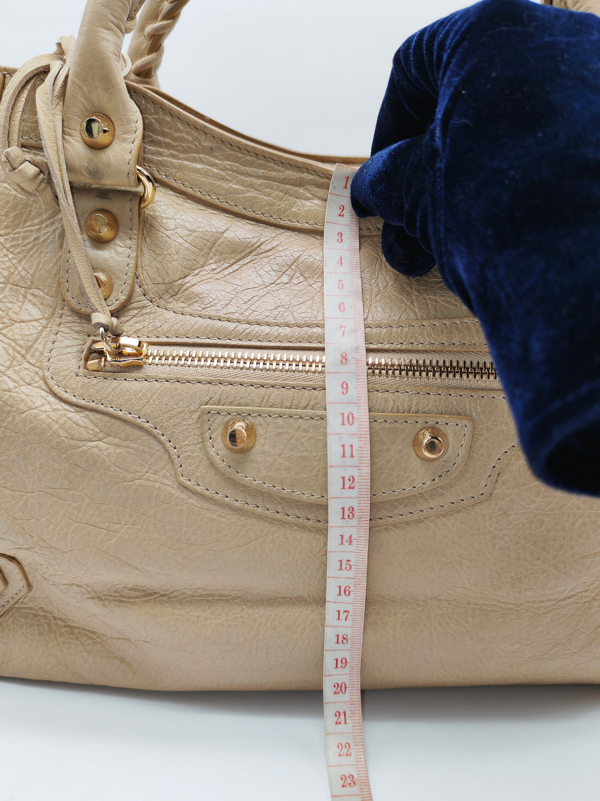Balenciaga Giant 12 City Bag in Beige Distressed Lambskin Leather and Gold Hardware | Purse Maison Luxury Bags Shop