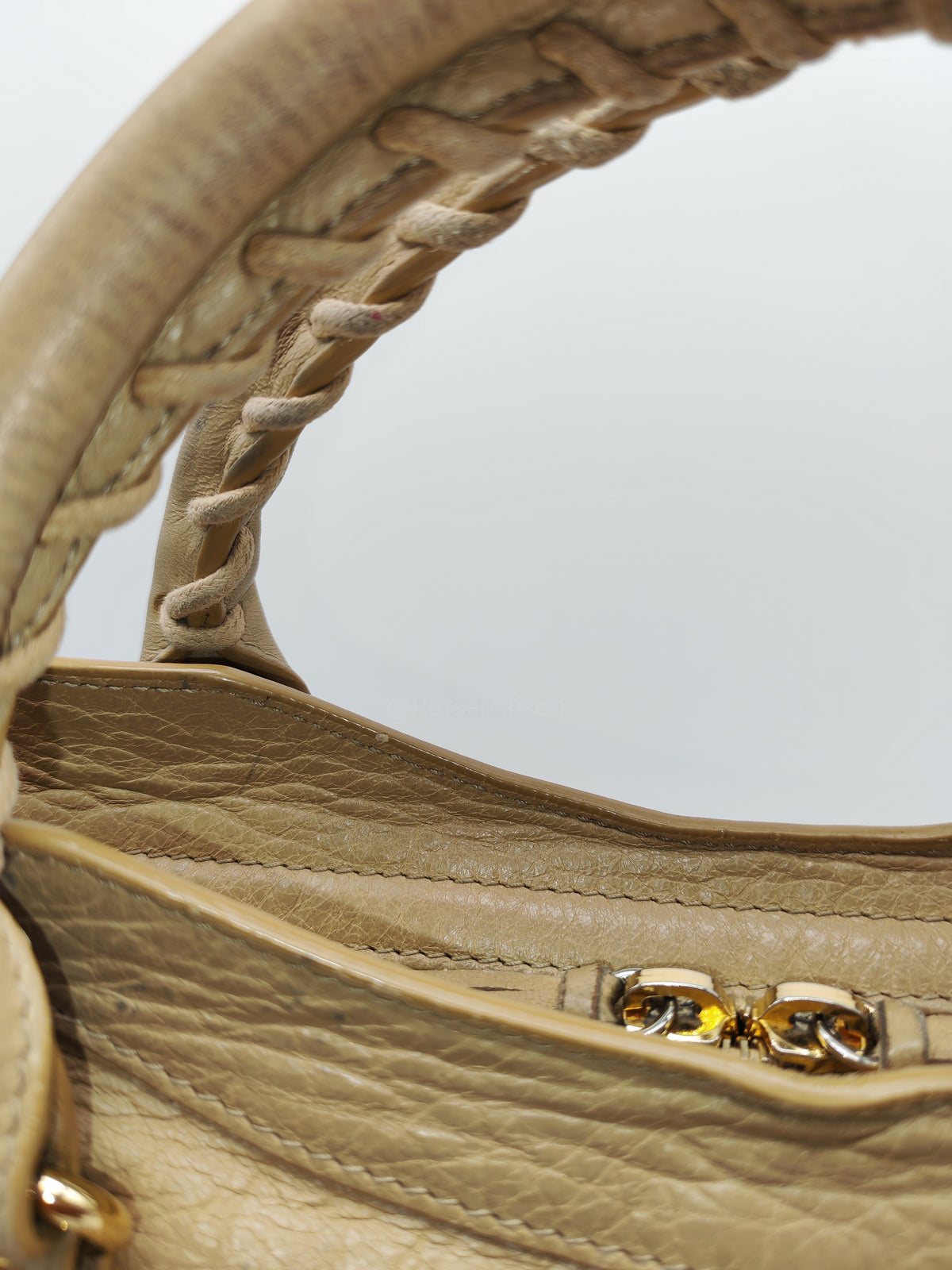 Balenciaga Giant 12 City Bag in Beige Distressed Lambskin Leather and Gold Hardware | Purse Maison Luxury Bags Shop