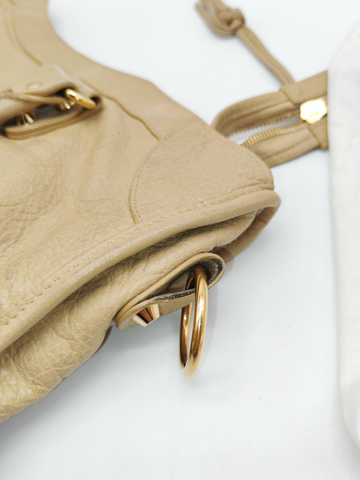 Balenciaga Giant 12 City Bag in Beige Distressed Lambskin Leather and Gold Hardware | Purse Maison Luxury Bags Shop