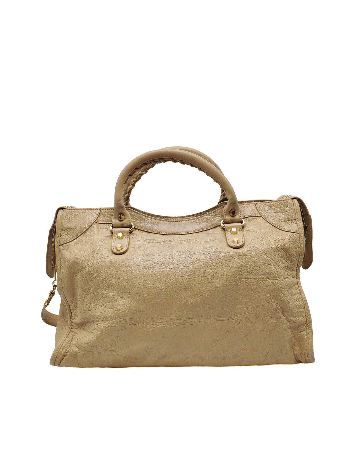 Balenciaga Giant 12 City Bag in Beige Distressed Lambskin Leather and Gold Hardware | Purse Maison Luxury Bags Shop