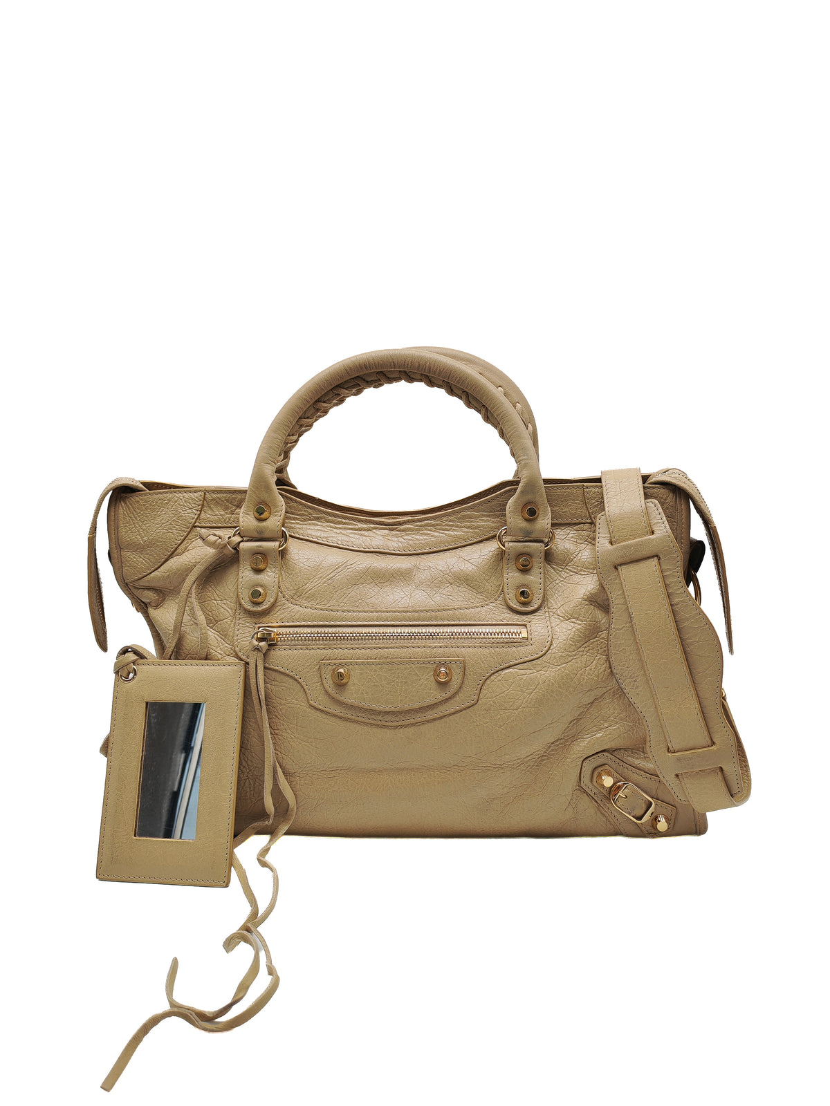 Balenciaga Giant 12 City Bag in Beige Distressed Lambskin Leather and Gold Hardware | Purse Maison Luxury Bags Shop