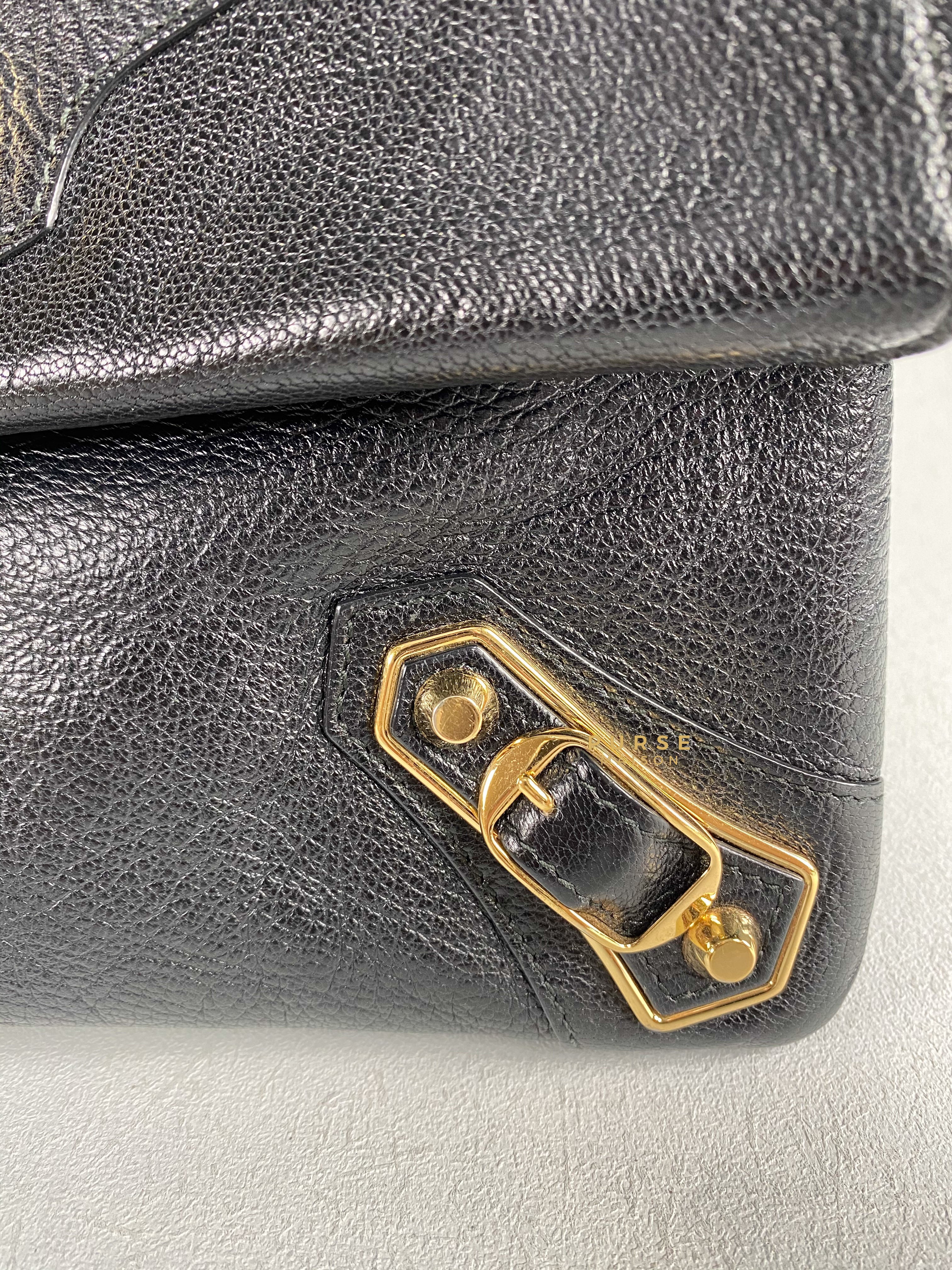 Balenciaga Metallic Edge Black Envelope Clutch with Strap | Purse Maison Luxury Bags Shop