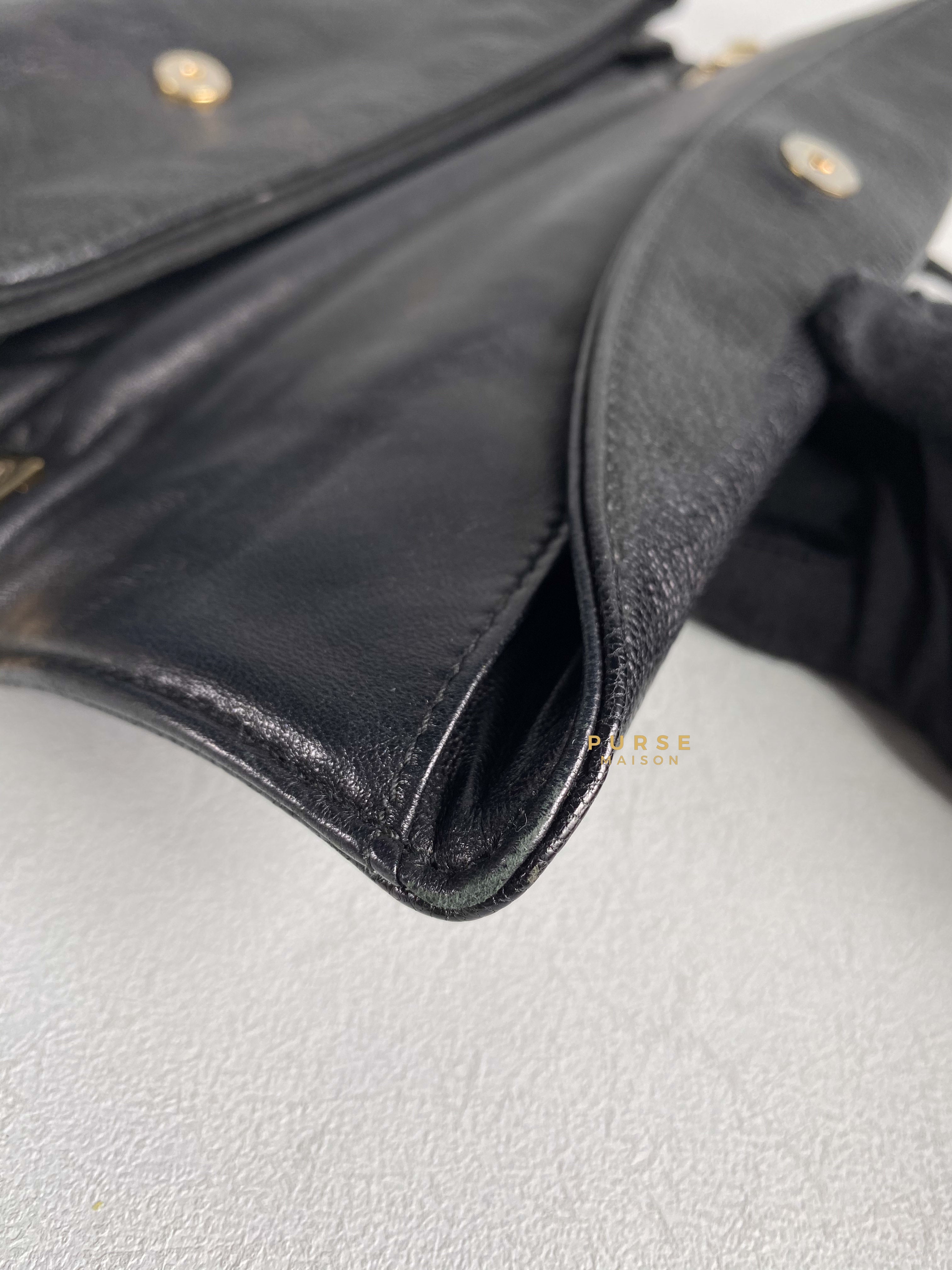 Balenciaga Metallic Edge Black Envelope Clutch with Strap | Purse Maison Luxury Bags Shop