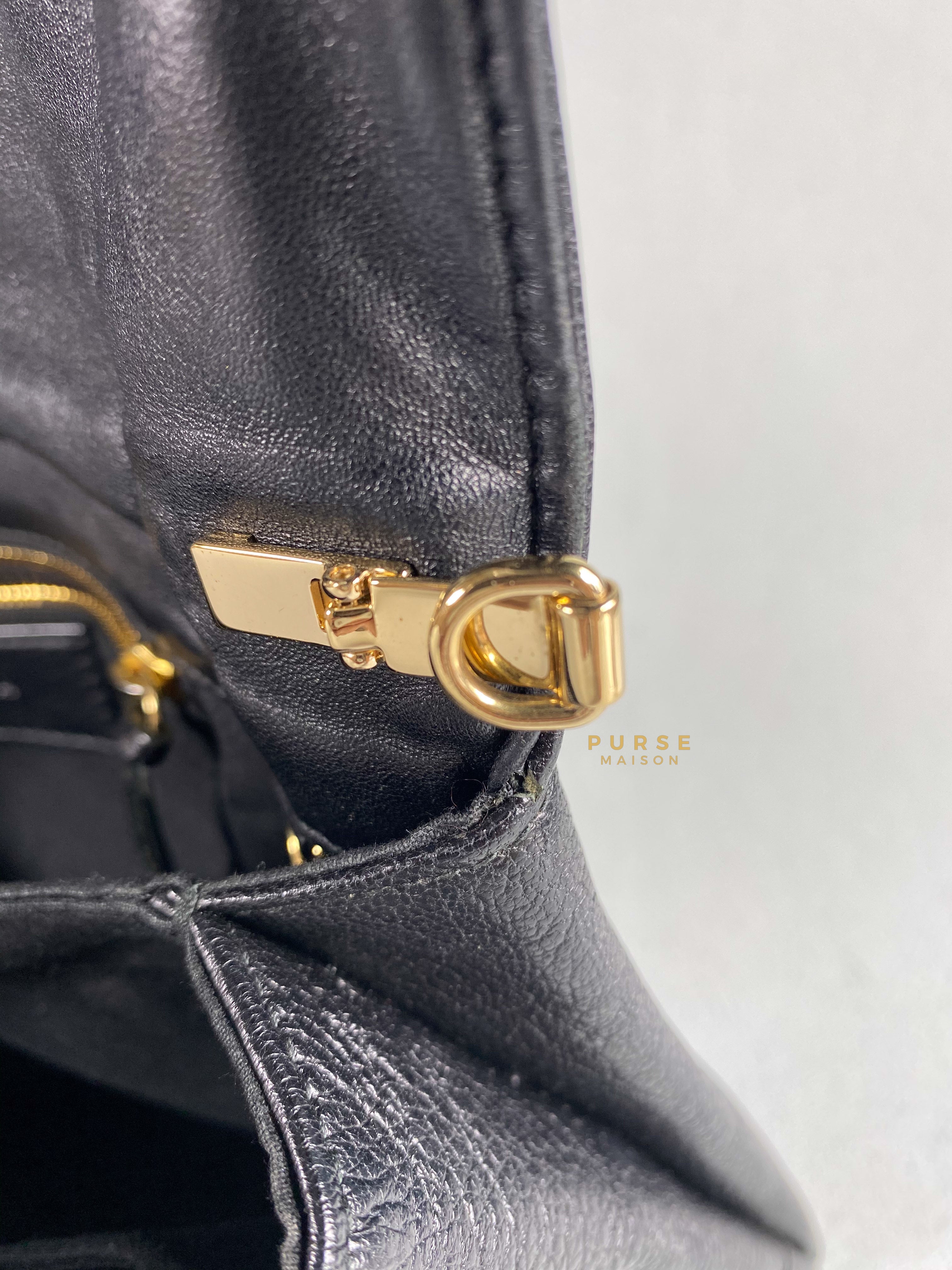 Balenciaga Metallic Edge Black Envelope Clutch with Strap | Purse Maison Luxury Bags Shop
