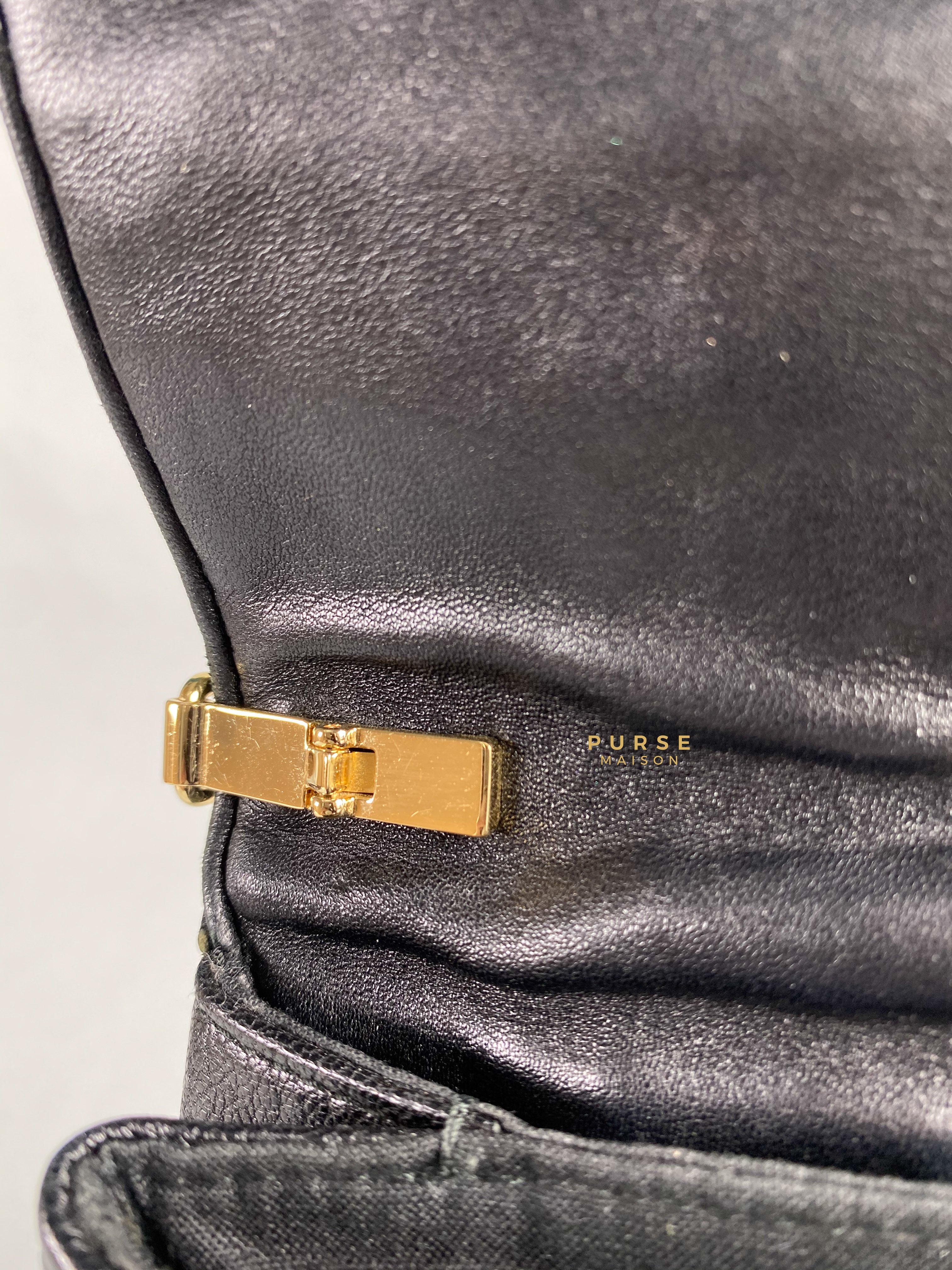 Balenciaga Metallic Edge Black Envelope Clutch with Strap | Purse Maison Luxury Bags Shop