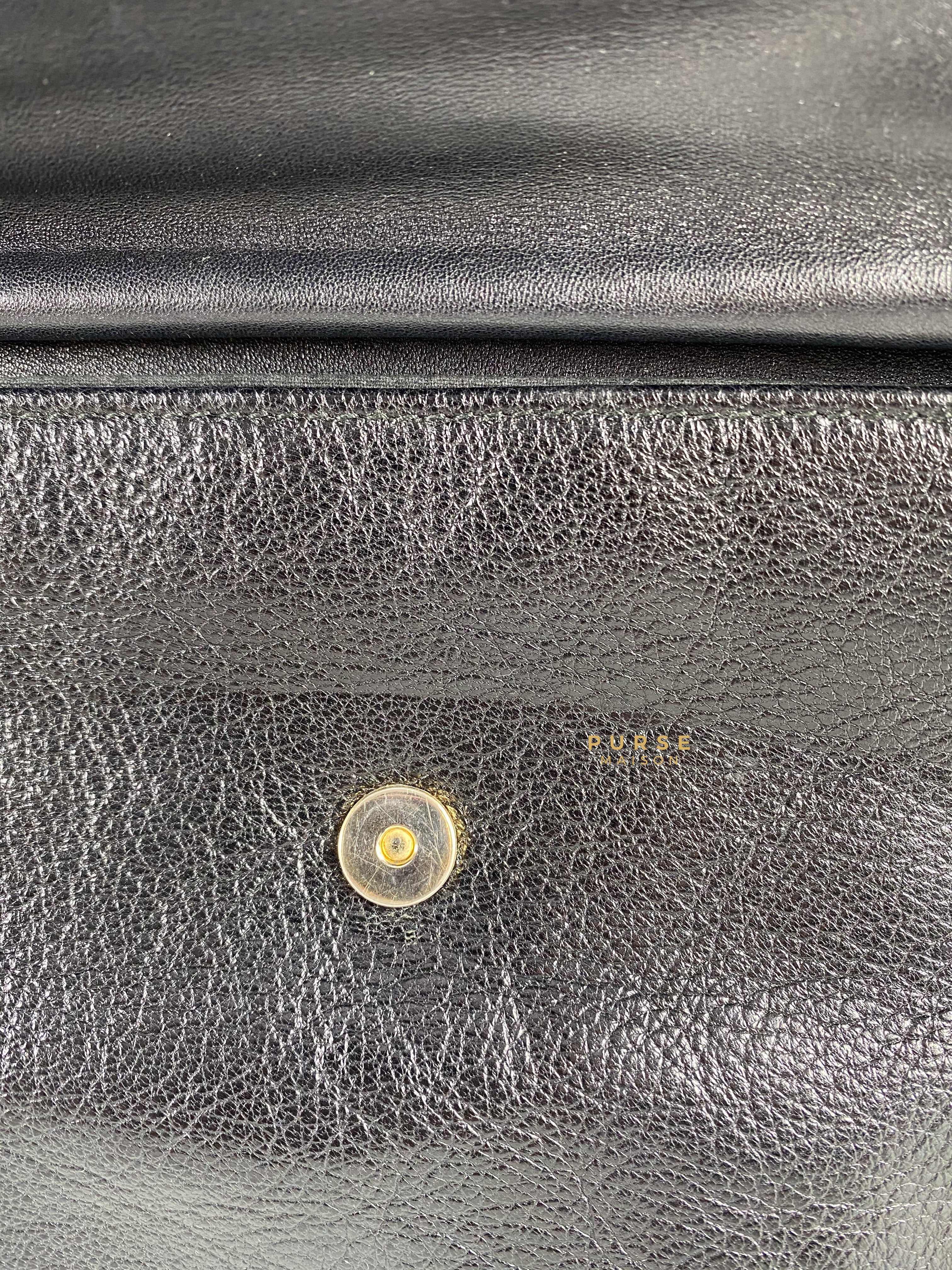 Balenciaga Metallic Edge Black Envelope Clutch with Strap | Purse Maison Luxury Bags Shop