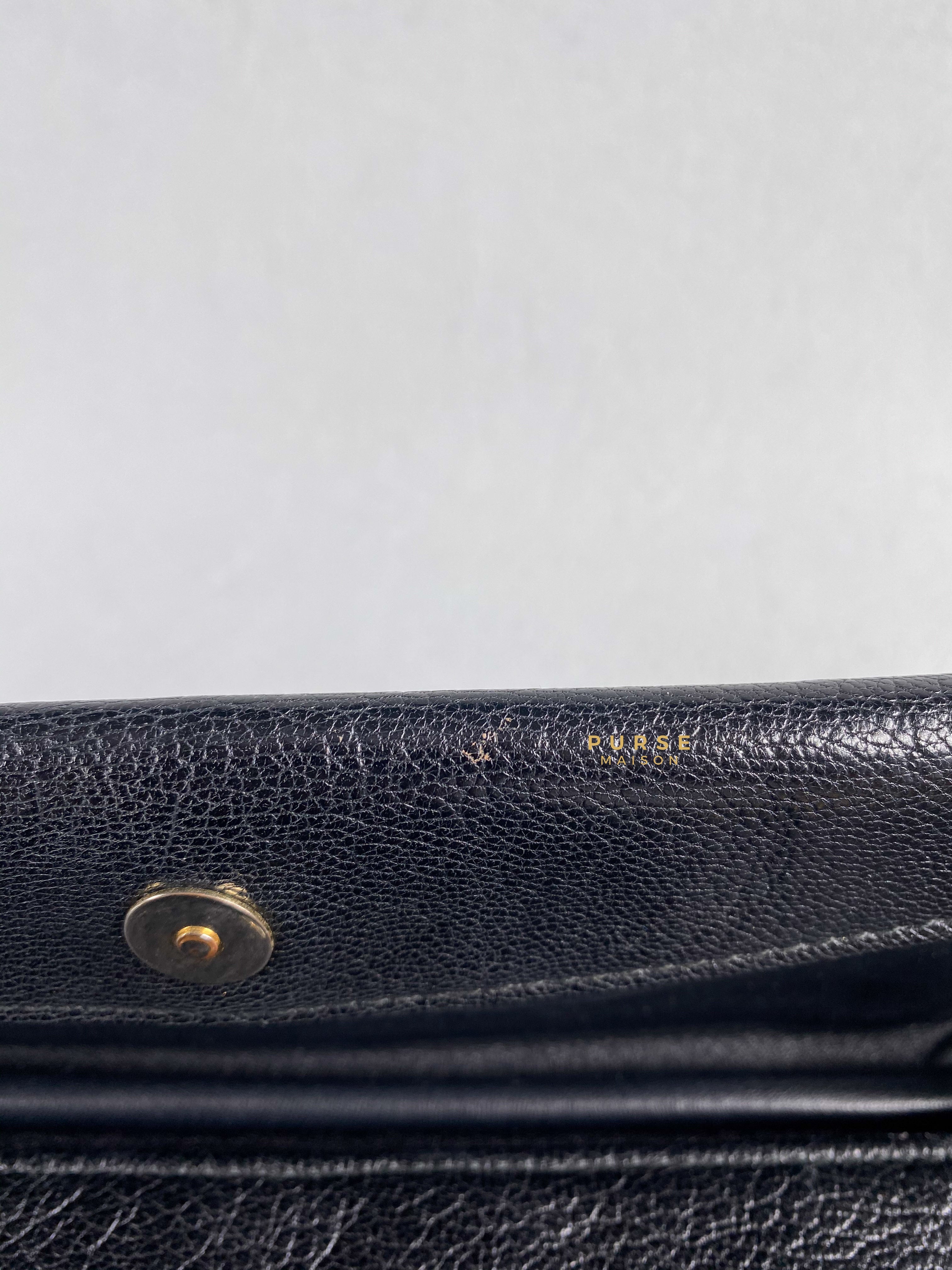 Balenciaga Metallic Edge Black Envelope Clutch with Strap | Purse Maison Luxury Bags Shop