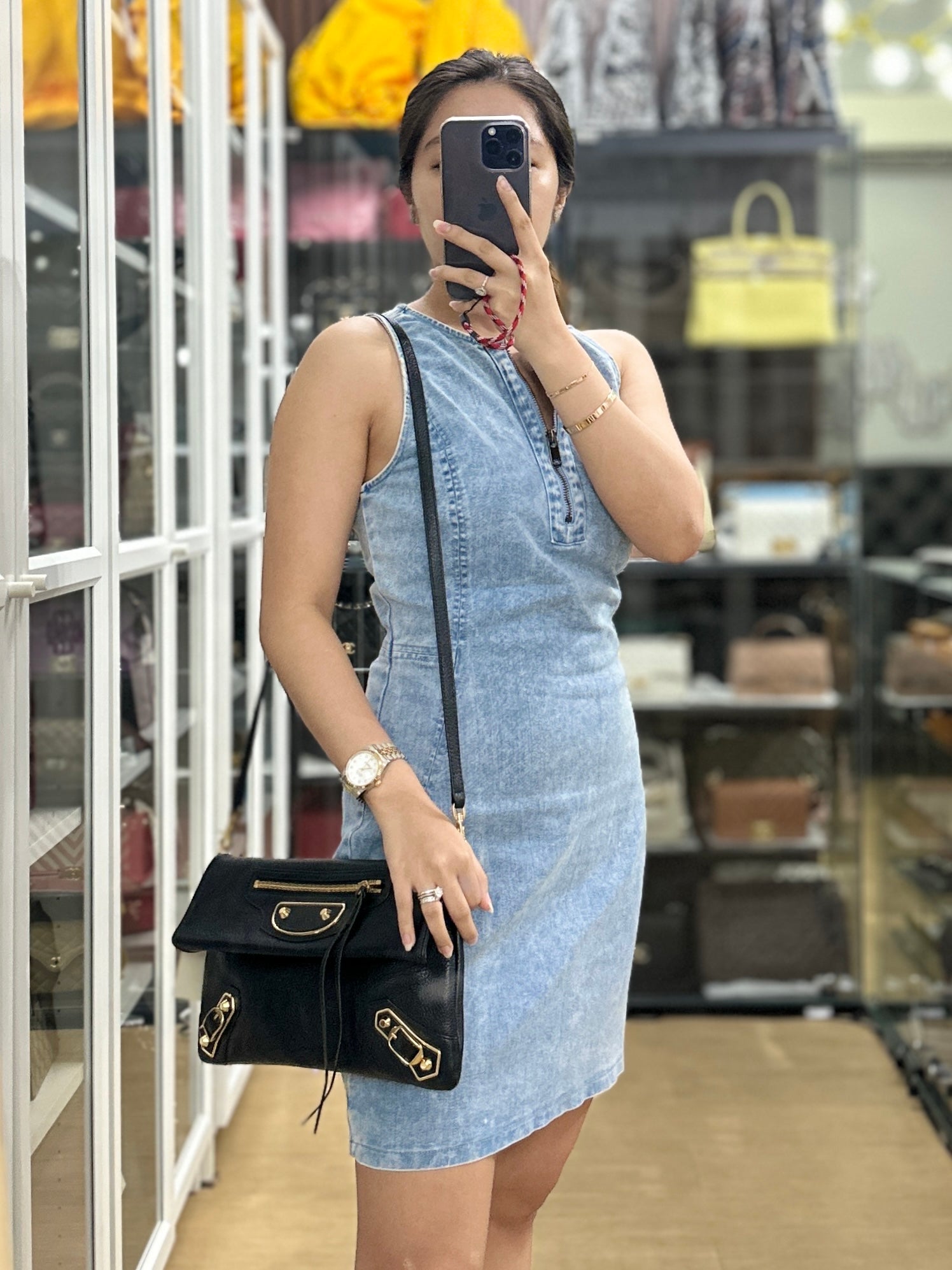 Balenciaga Metallic Edge Black Envelope Clutch with Strap | Purse Maison Luxury Bags Shop
