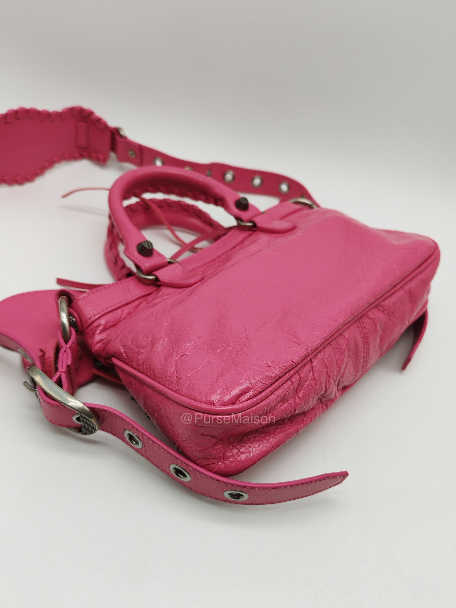 Balenciaga Neo Cagole City Bag in Hot Pink Arena Lambskin Leather | Purse Maison Luxury Bags Shop