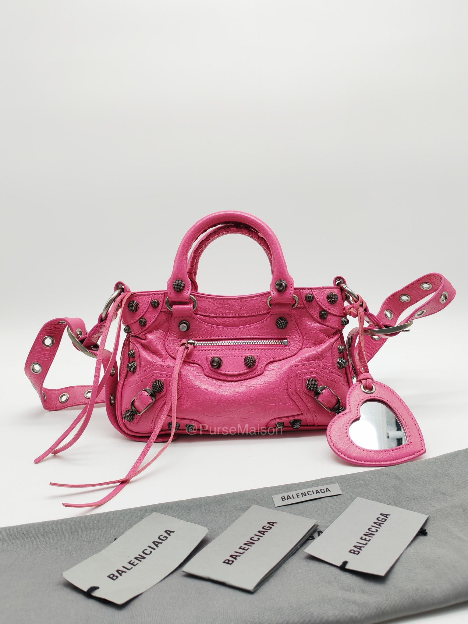 Balenciaga Neo Cagole City Bag in Hot Pink Arena Lambskin Leather | Purse Maison Luxury Bags Shop