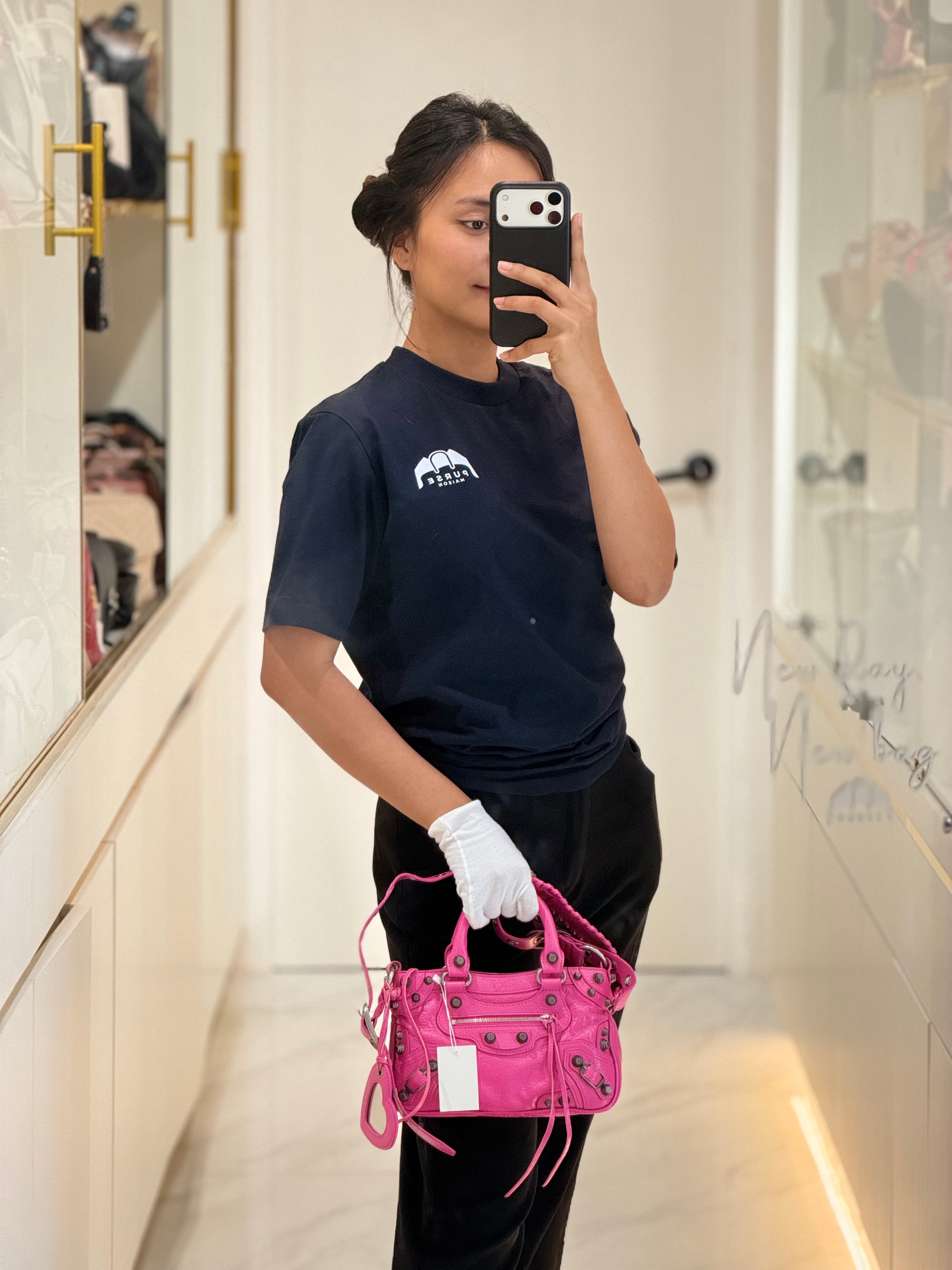 Balenciaga Neo Cagole City Bag in Hot Pink Arena Lambskin Leather | Purse Maison Luxury Bags Shop