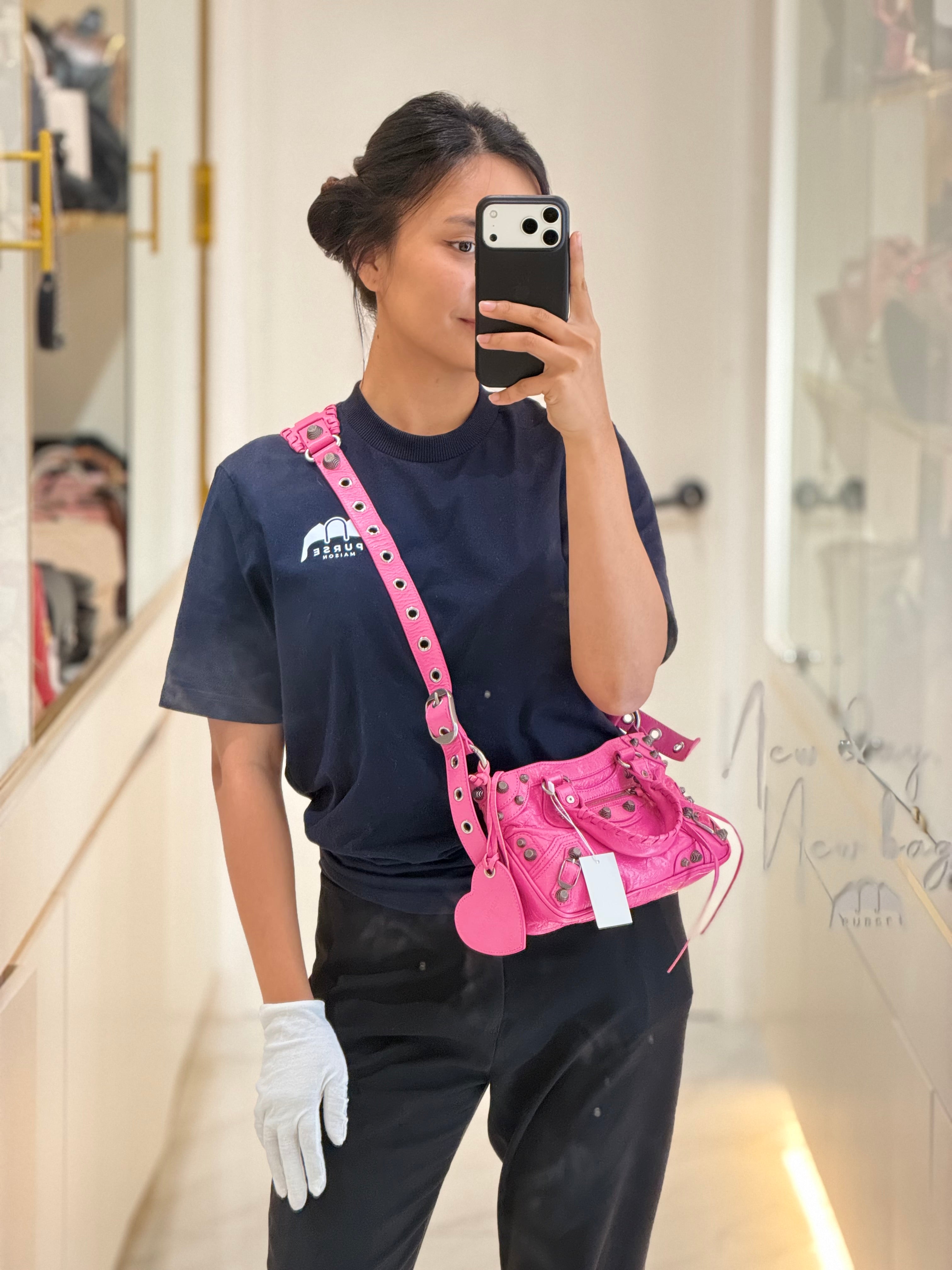 Balenciaga Neo Cagole City Bag in Hot Pink Arena Lambskin Leather | Purse Maison Luxury Bags Shop